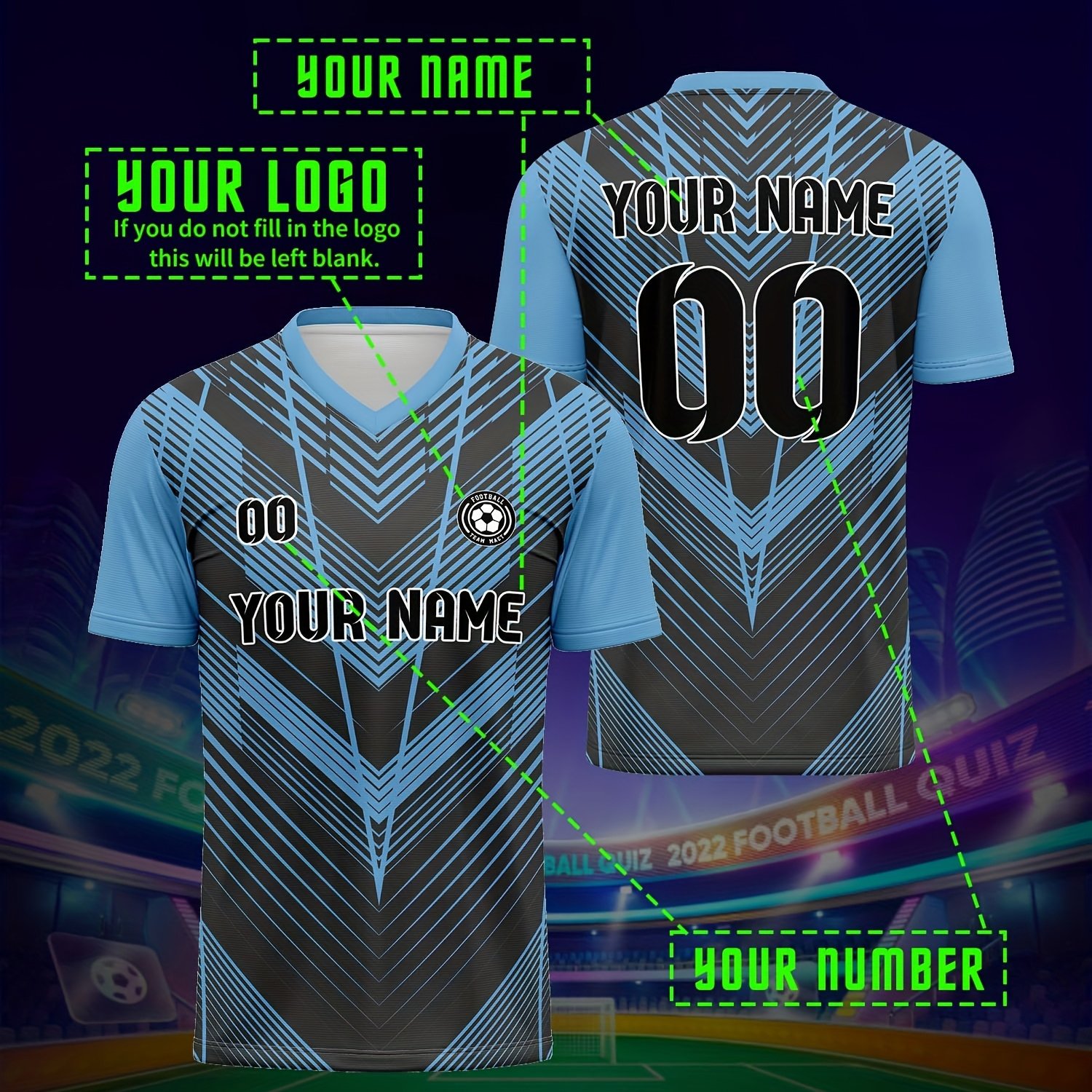 TEMU Personalized European Country , Breathable Sweat-absorbing Football Custom Uniform, Comfortable V-neck Football Athletic Wear , Plus Size,