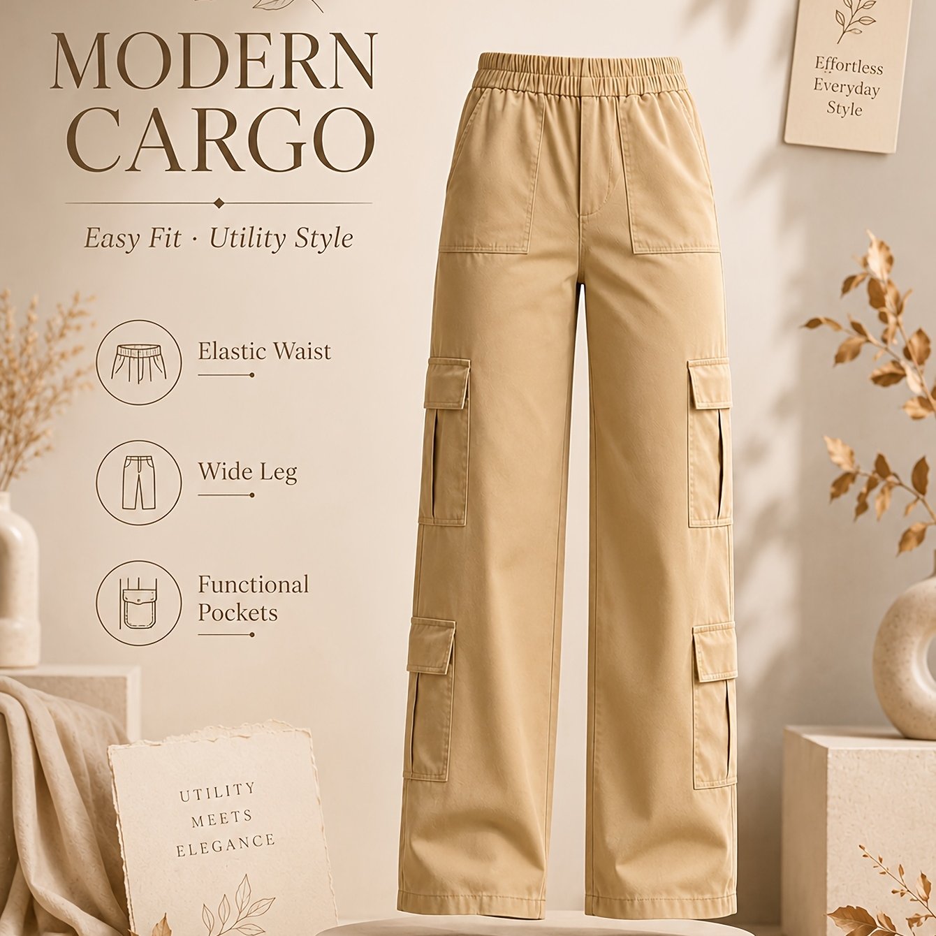 TEMU 1 Pair Women's High-waisted Multi-pocket Sporty Work Pants. Comfortable And Breathable. Suitable For Daily , Shopping, Dating, Casual Wear,