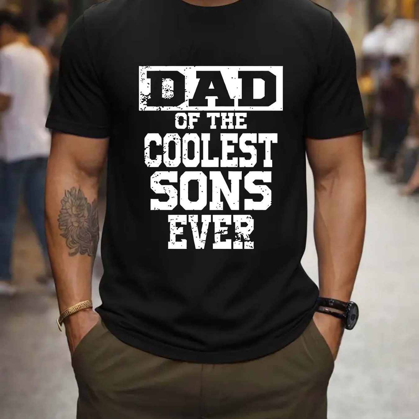 TEMU T-Shirt Décontracté pour Homme à Manches Courtes avec Imprimé Lettres - Polyester Respirant, Col Rond, Lavable en Machine - Parfait pour les