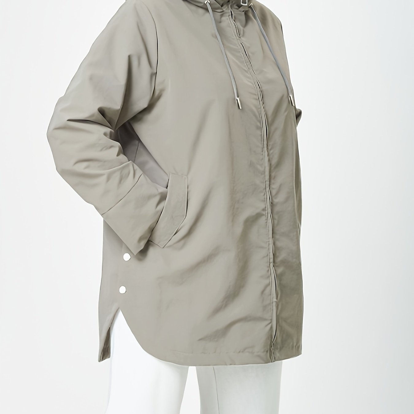 TEMU Plus Size Women's Hooded Trench Coat, Office And Outdoor Outerwear