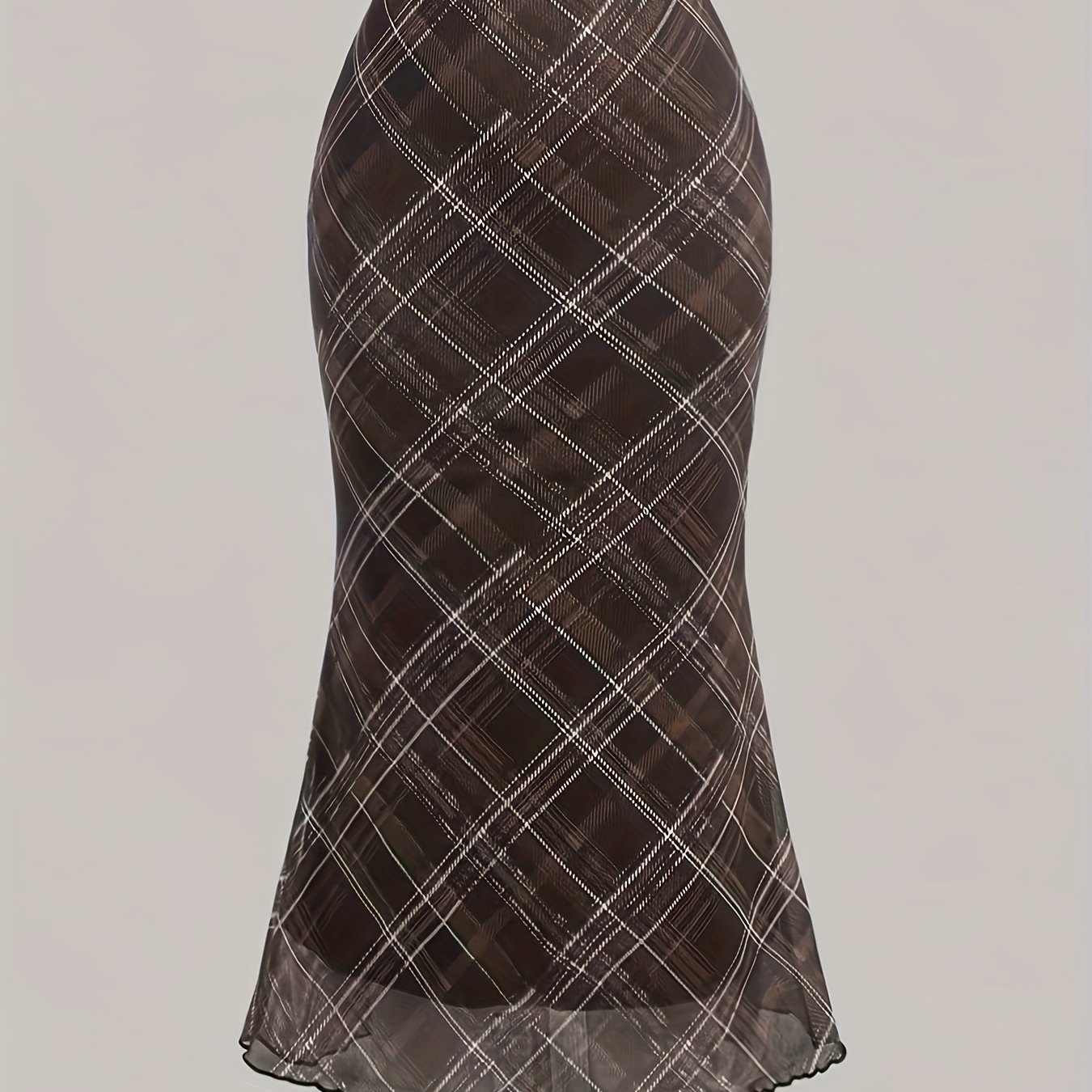 TEMU Lady Fashion Checkered Skirt