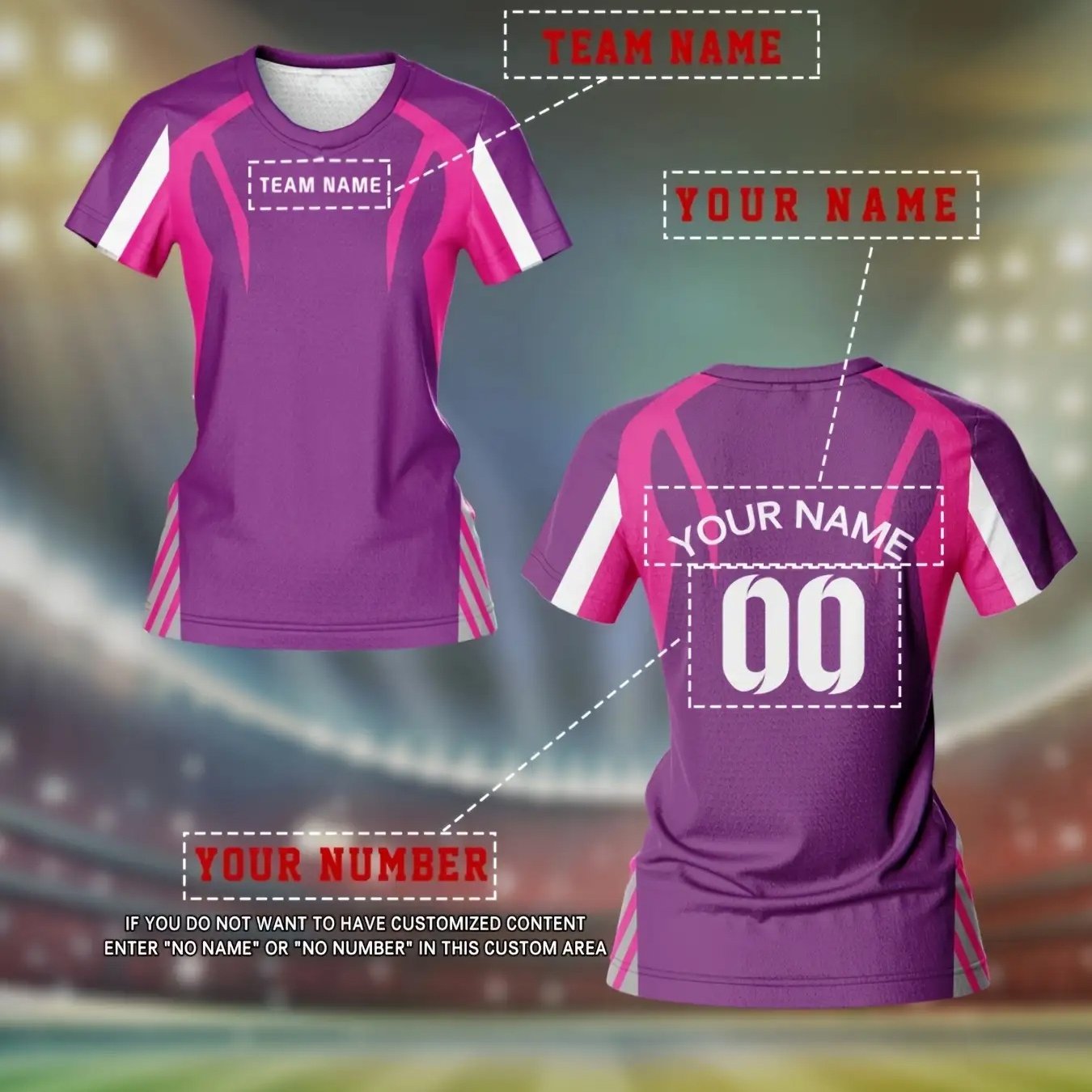 TEMU Custom Name And Number Women's Round Neck Football Jersey Top, Team Sports Fitness, Comfortable, Breathable, Quick-drying, For Daily Casual Wear