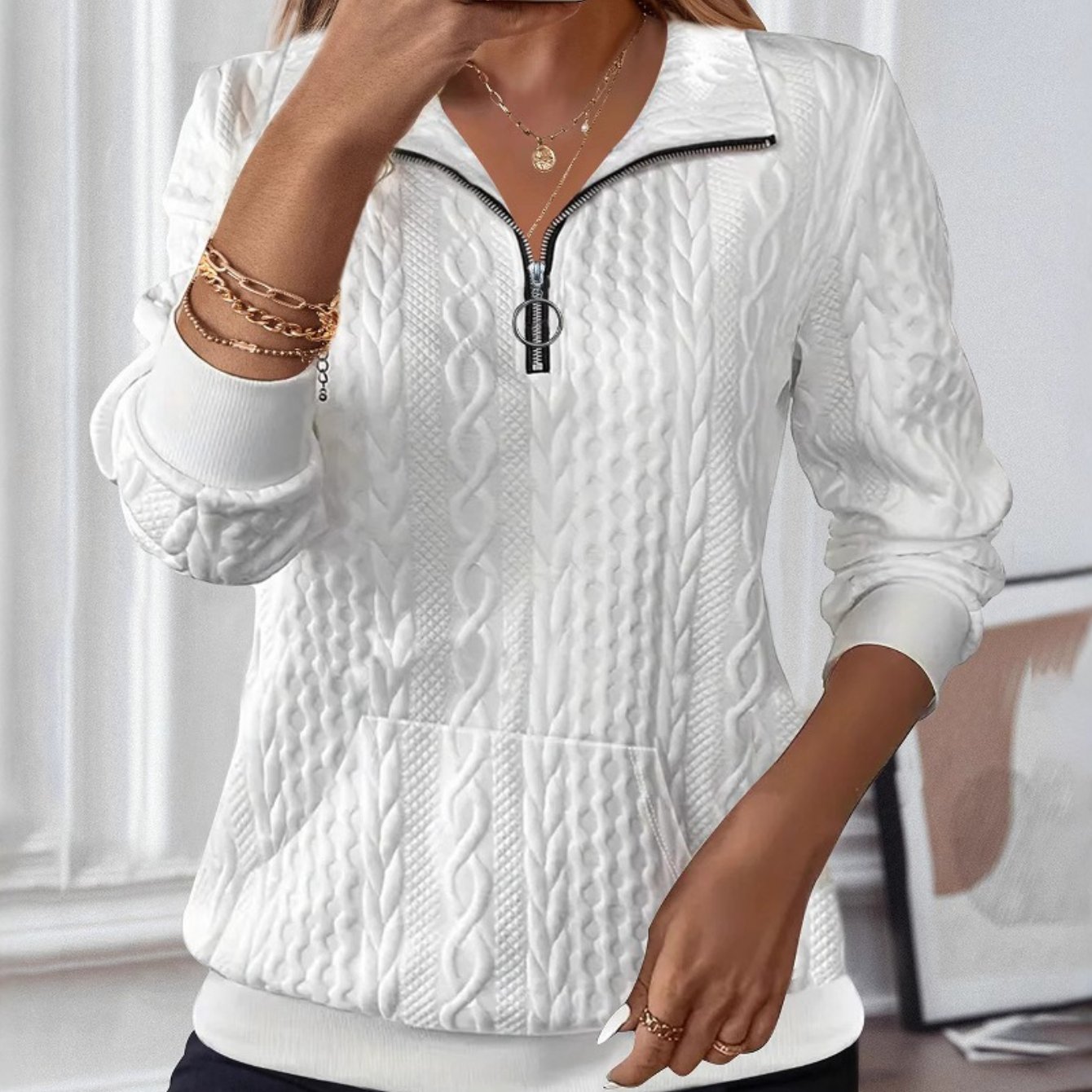 Image of 2026 New Autumn Winter Women Casual Lapel Zip Up Long Sleeve Pocket Sweatshirt (please Refer To Size Chart)