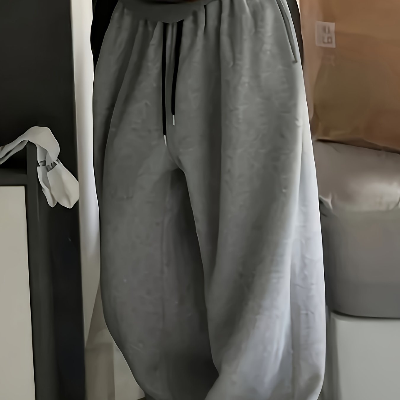 Solid Color Drawstring Jogger Pants, Casual Trousers, Machine Washable, , Women's Clothing