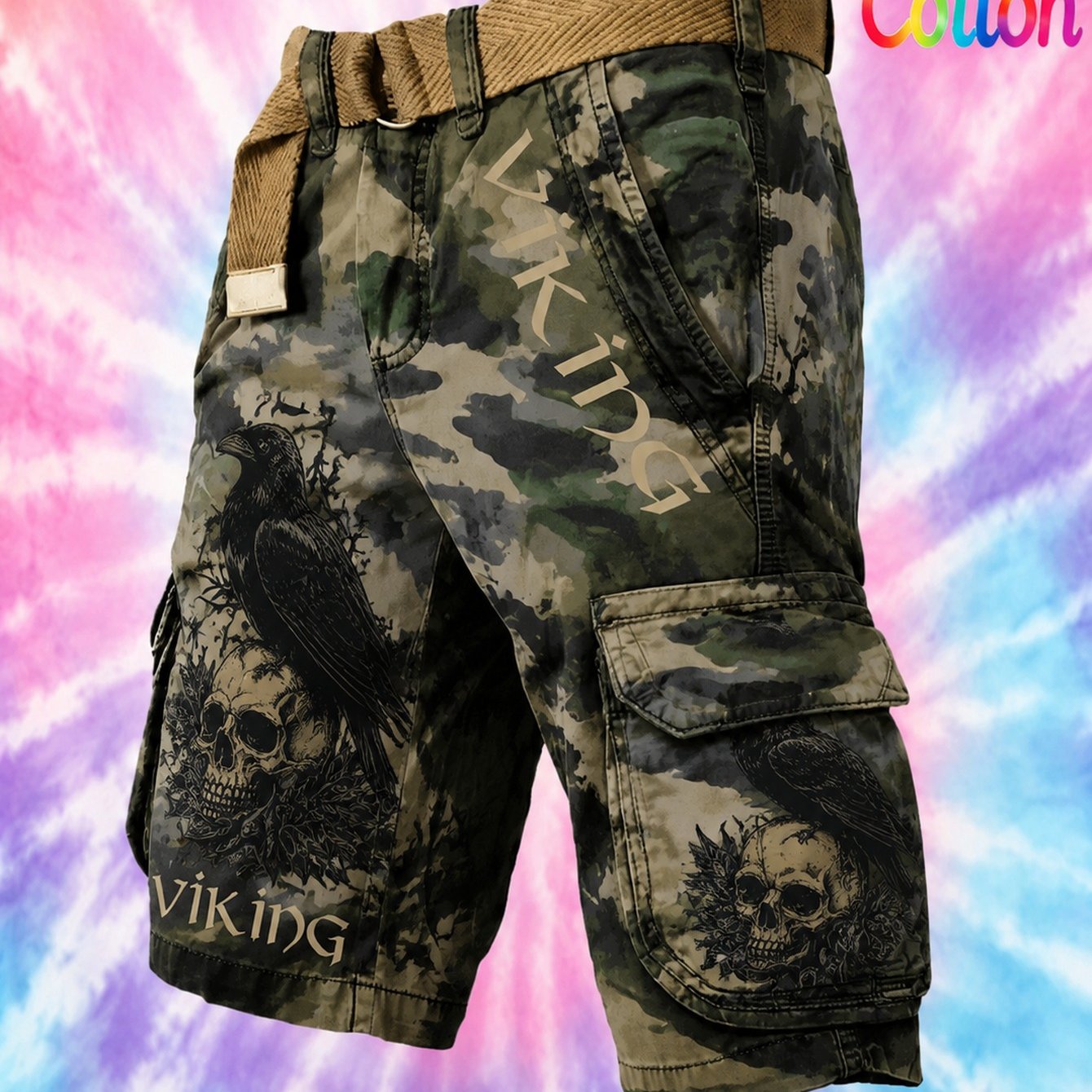 Image of 2026 Mens Fashion Cotton Work Trousers (beltless) - Casual Versatile Mens Casual Trousers Outfit With Unique Viking Design And 100% Cotton Quality For Stylish Casual Attire.