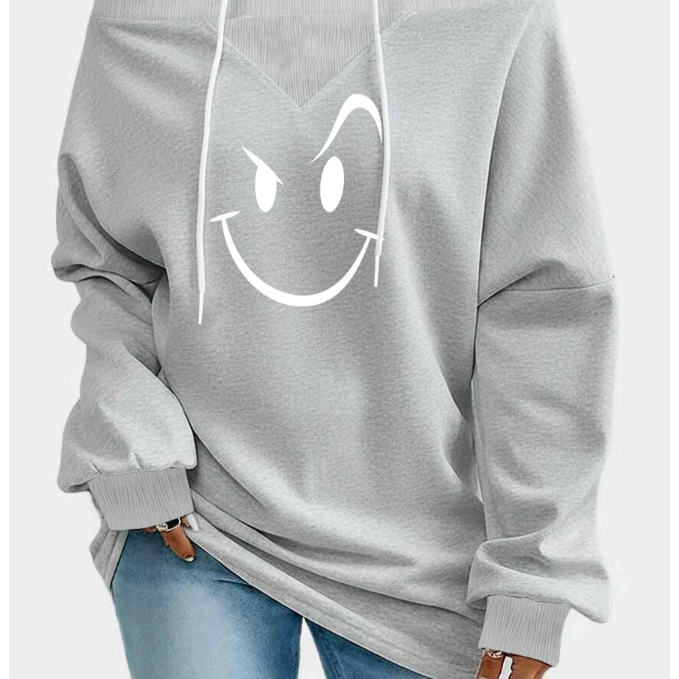 TEMU Plus Size, Portrait Print, Relaxed Style, Plus Size Trendy Fashion Women's Off-the-shoulder Sweatshirt, Loose Fit, Flattering And, Us Sizes