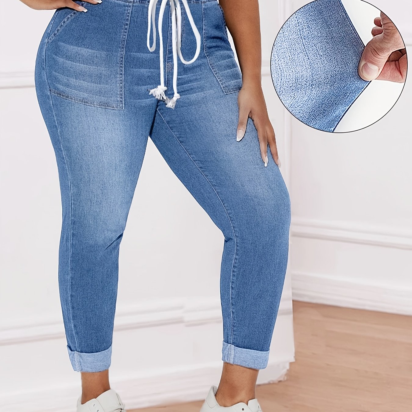 Plus Size Elastic Waist Drawstring Leggings