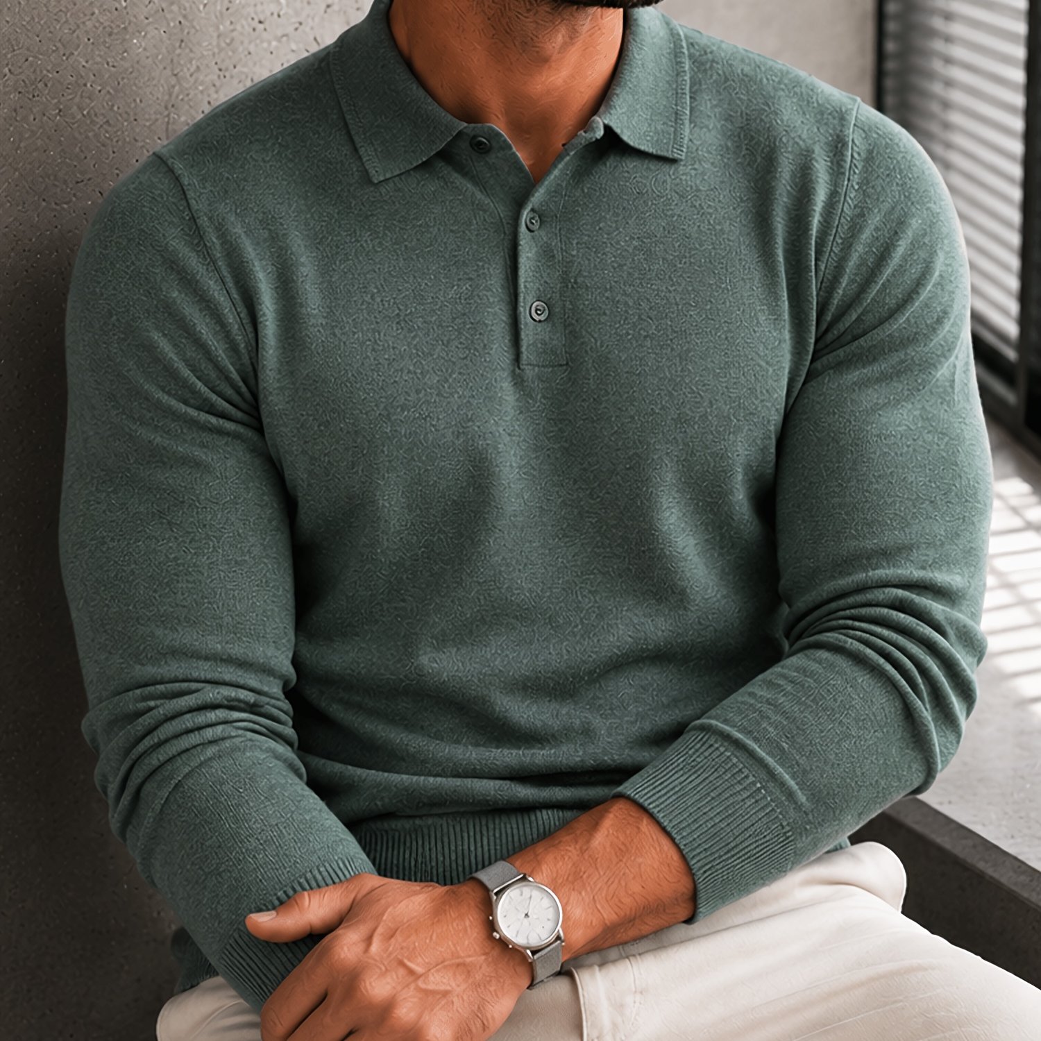 TEMU Obm Thickened Version, 1pc Autumn/winter New Arrival Men's Knitted Pullover. Thickened And Warm Solid Cut Half-open Single-breasted Lapel