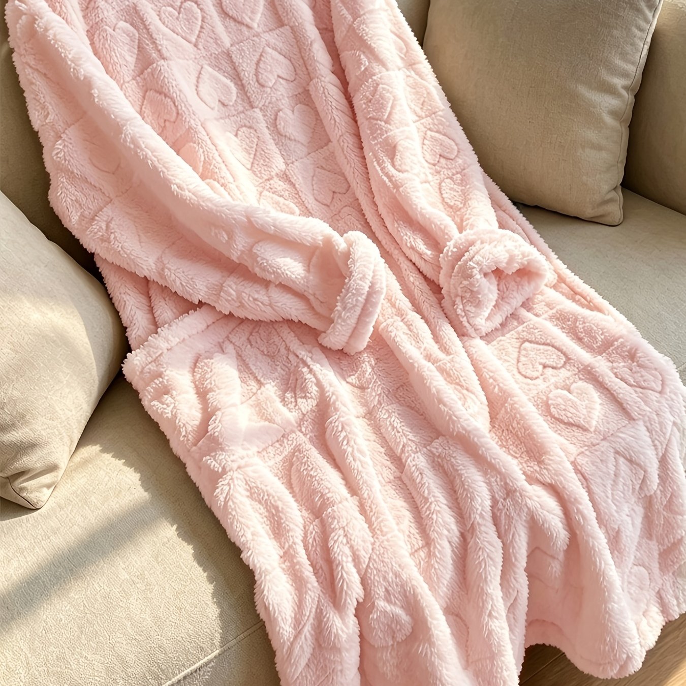 TEMU 1pc Women's Fall Winter Lightweight Coral Straight Cut Nightgown, Heart Plaid Relaxed Fit Long Sleeve Lounge Dress With Pockets