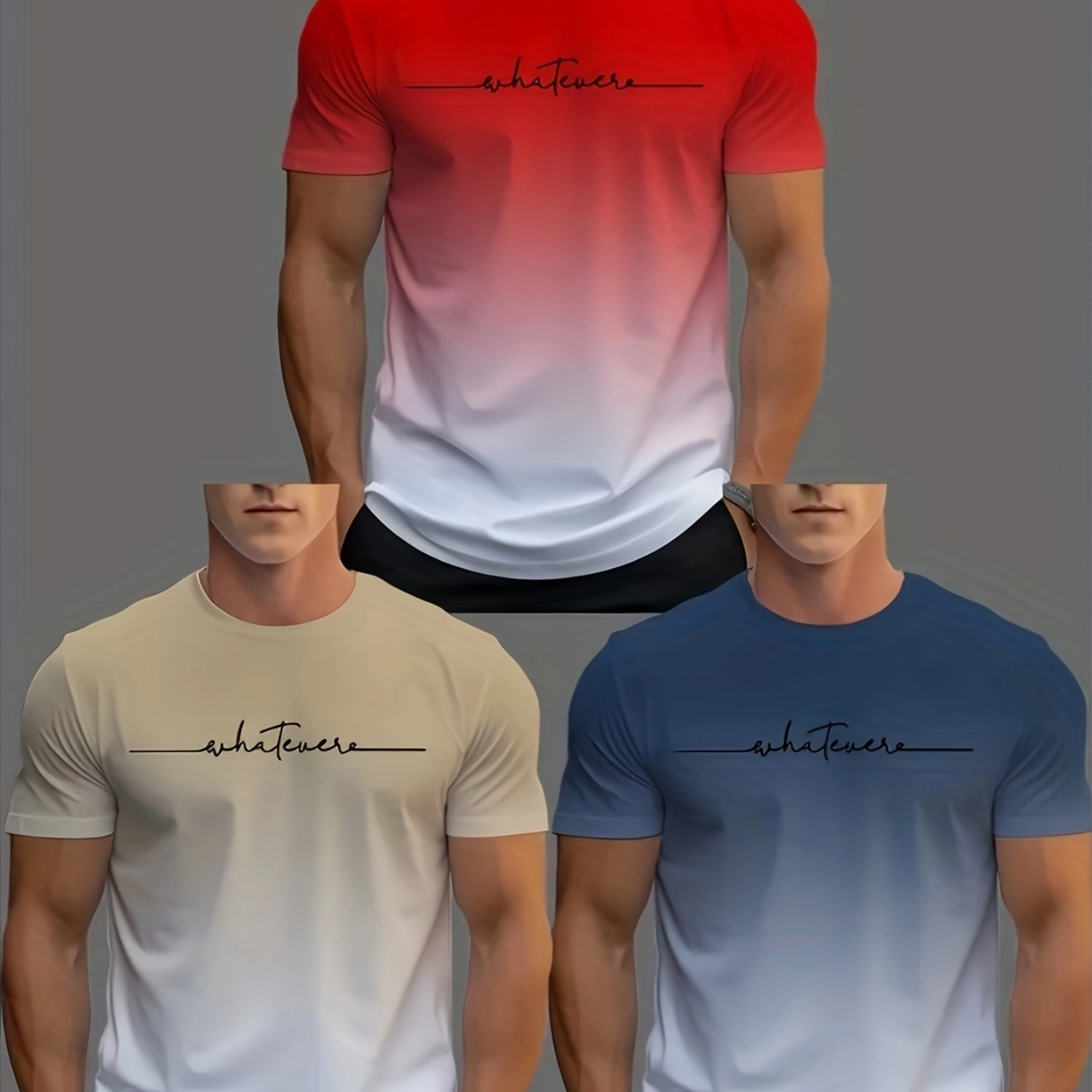 TEMU Men's Fashion Novelty T-shirt 3pcs Set