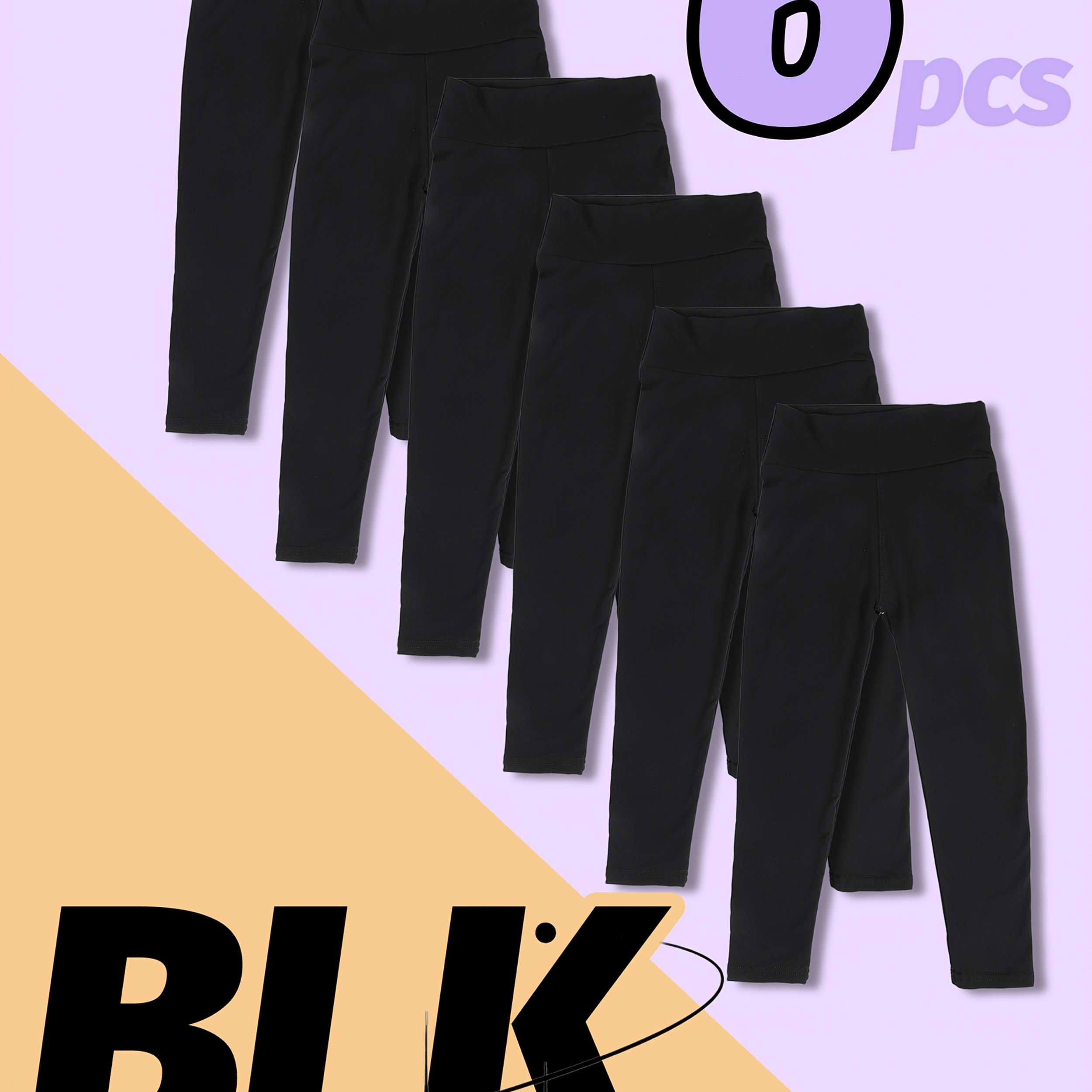 6pcs Softmilk Girls' High-waisted Underwear & Yoga Pants - 6-style Solid Black Tight-fitting Ankle-length Bottoms, Stretch Opaque For & Casual Attire (bulk Pack), Back To School Essentials