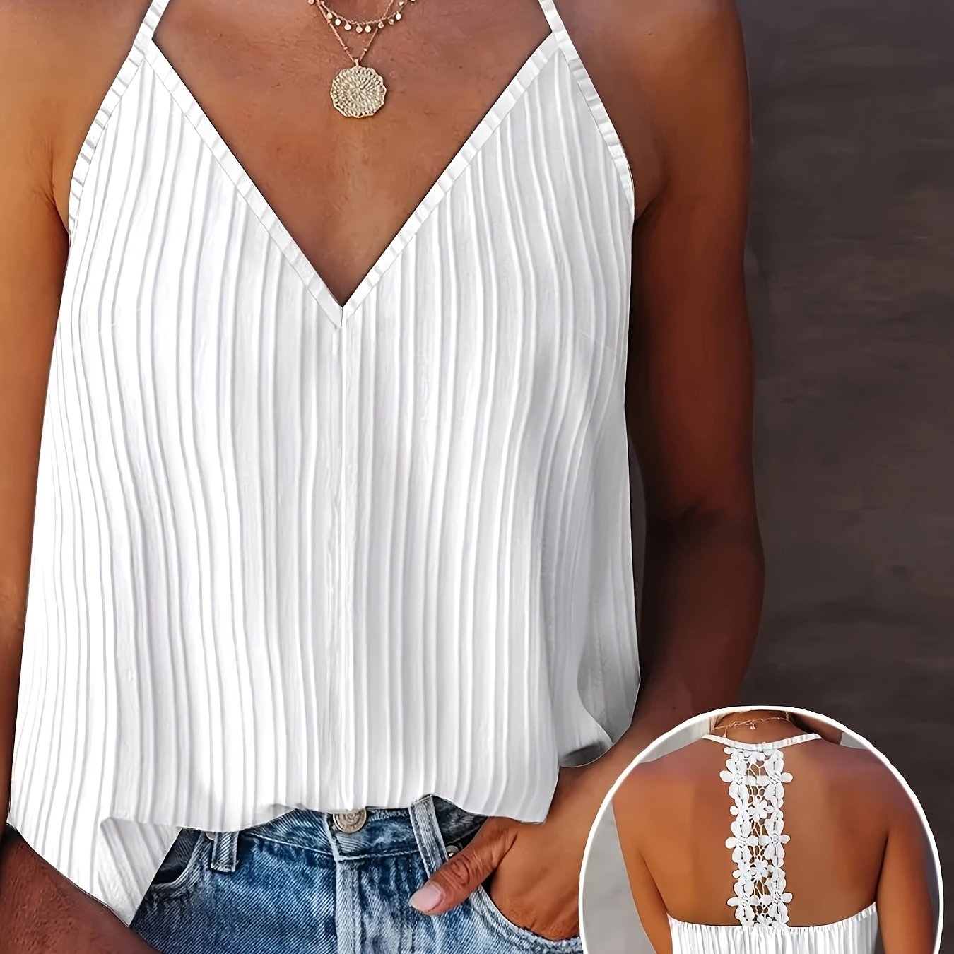 Plus Size - Plus Size - Plus Size Women' V-neck Halter Cami Top