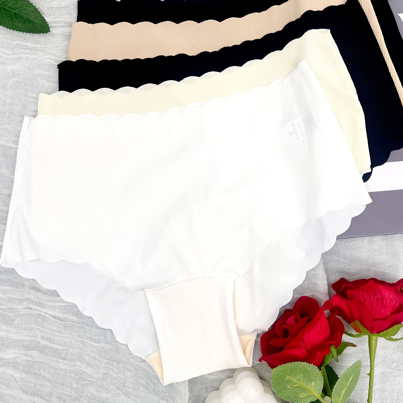 TEMU 5pcs Set Of Spring Summer Influencer Style Easy Solid Color Women's Underwear, Soft Fabric, Moisture-wicking Multi-pack