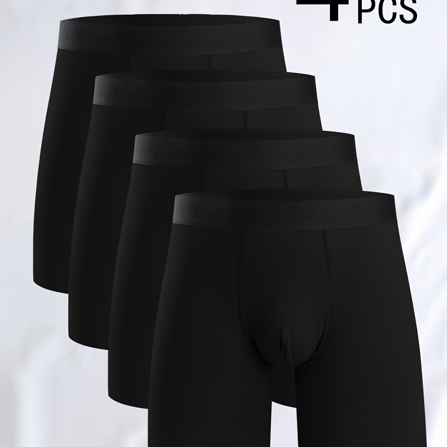 TEMU 4pcs Men's Boxer Briefs, Soft Comfortable Fabric Casual Athletic Stretch Underwear, Fashionable Breathable Skin-friendly Solid Color Durable