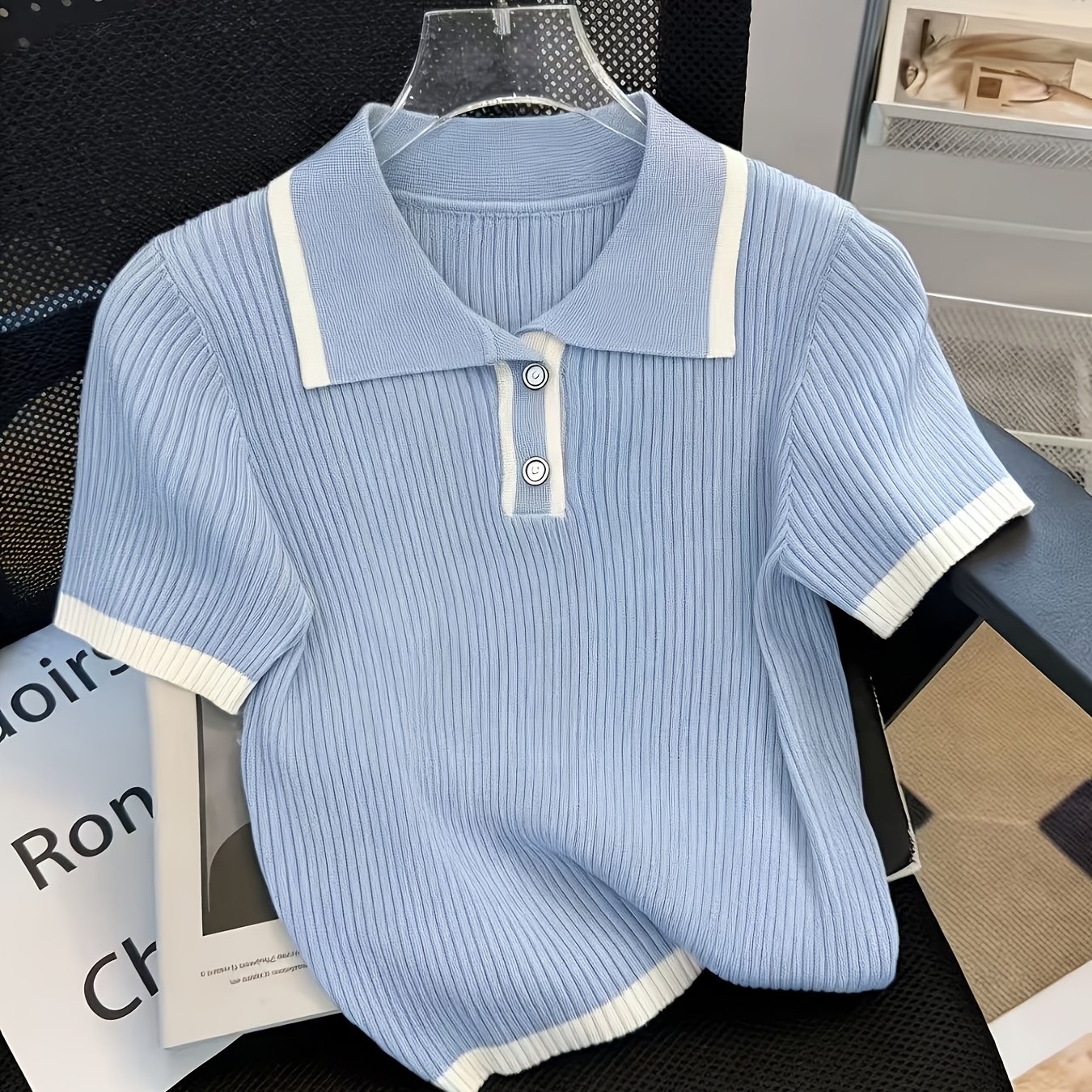 TEMU Women's Versatile Short-sleeve Collared Shirt For Spring, Summer, And Autumn Casual Wear