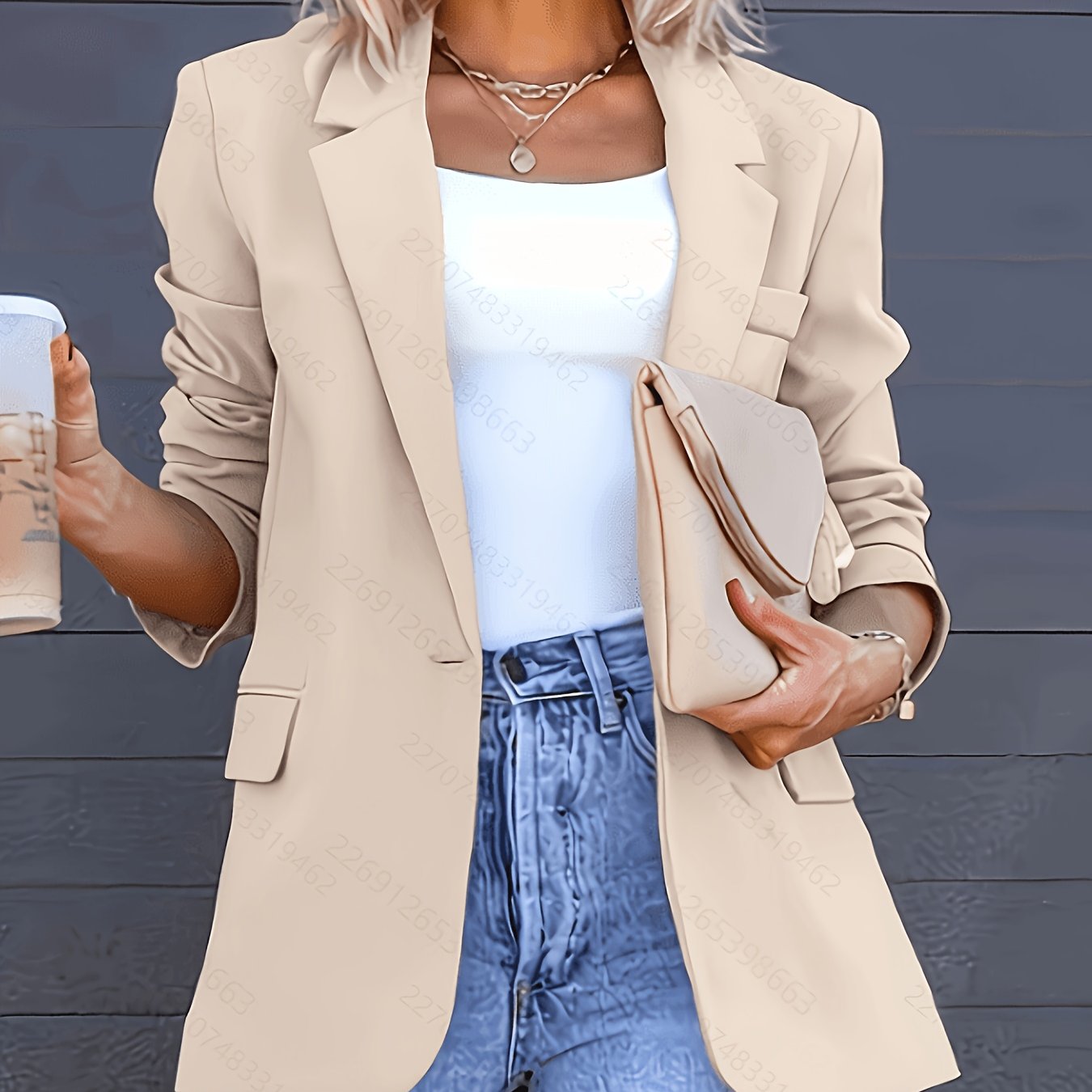 E-shop Modischer eleganter Damen-Blazer, stilvolle offene Strickjacke, vielseitige einfarbige neue Frühlingsjacke für Pendler