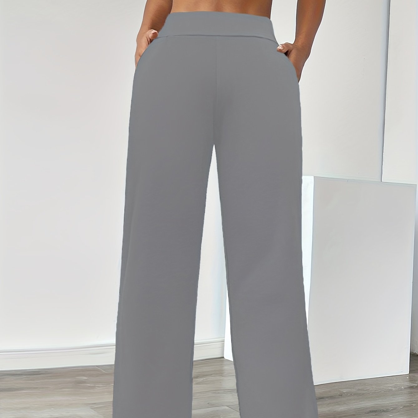 In-stock Versatile Solid Color Stretch Straight-leg Trousers