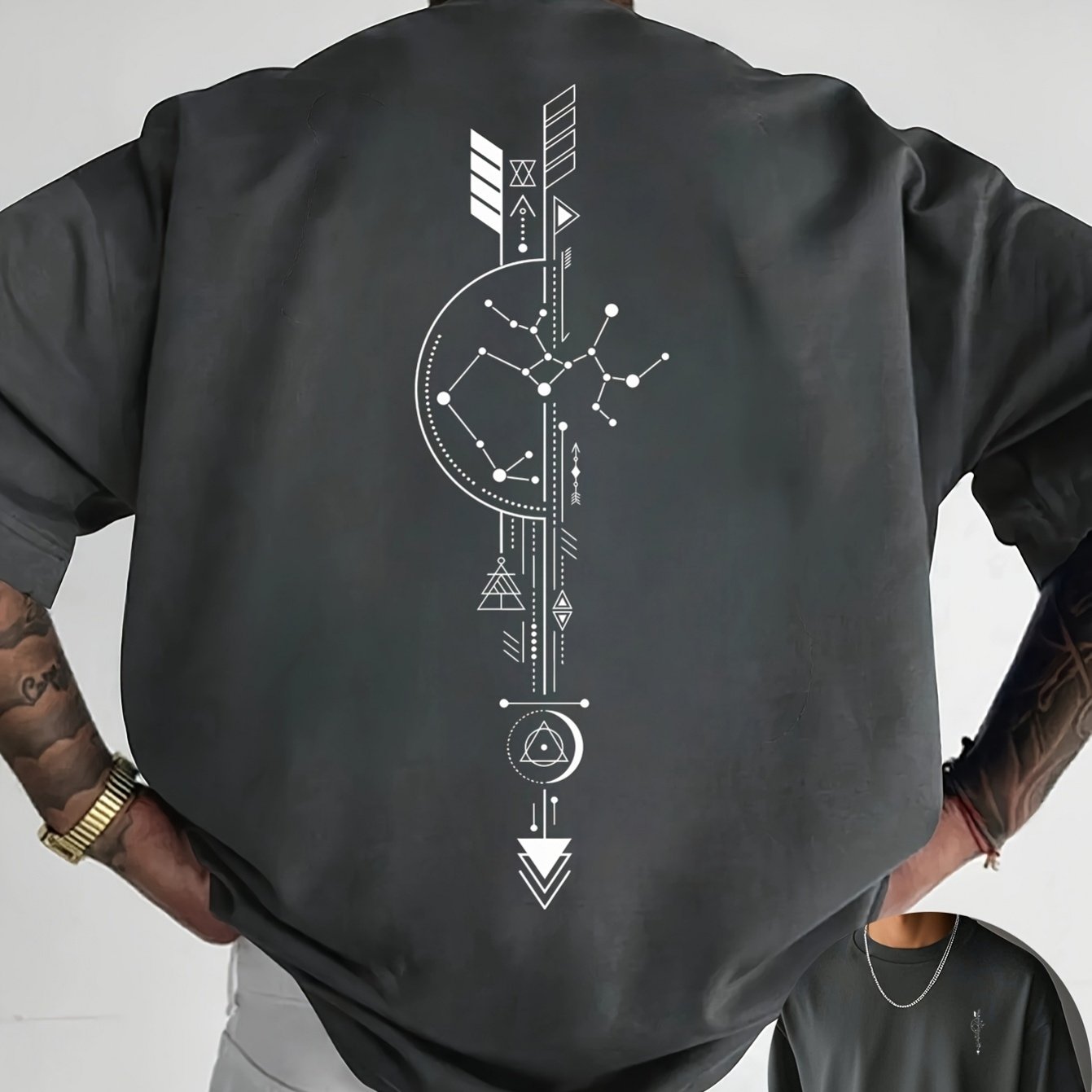 TEMU And Back Printed Graphic Crew Neck T-shirt, Summer Trendy Fashion Short Sleeve, Casual Top, Essential For And Leisure, Great Gift , Plus Size ,