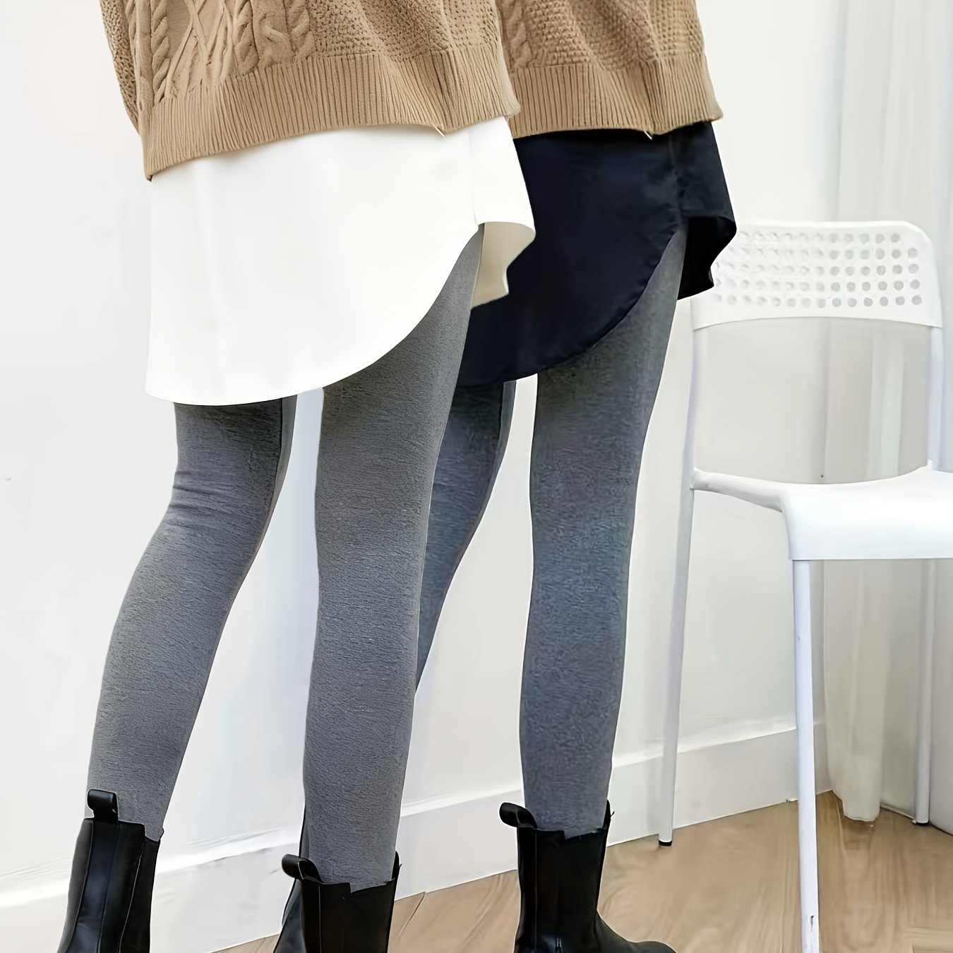 2pcs Versatile New Shirt Hem Sweatshirt And Korean A-line Half Skirt For Women's Inner Layer