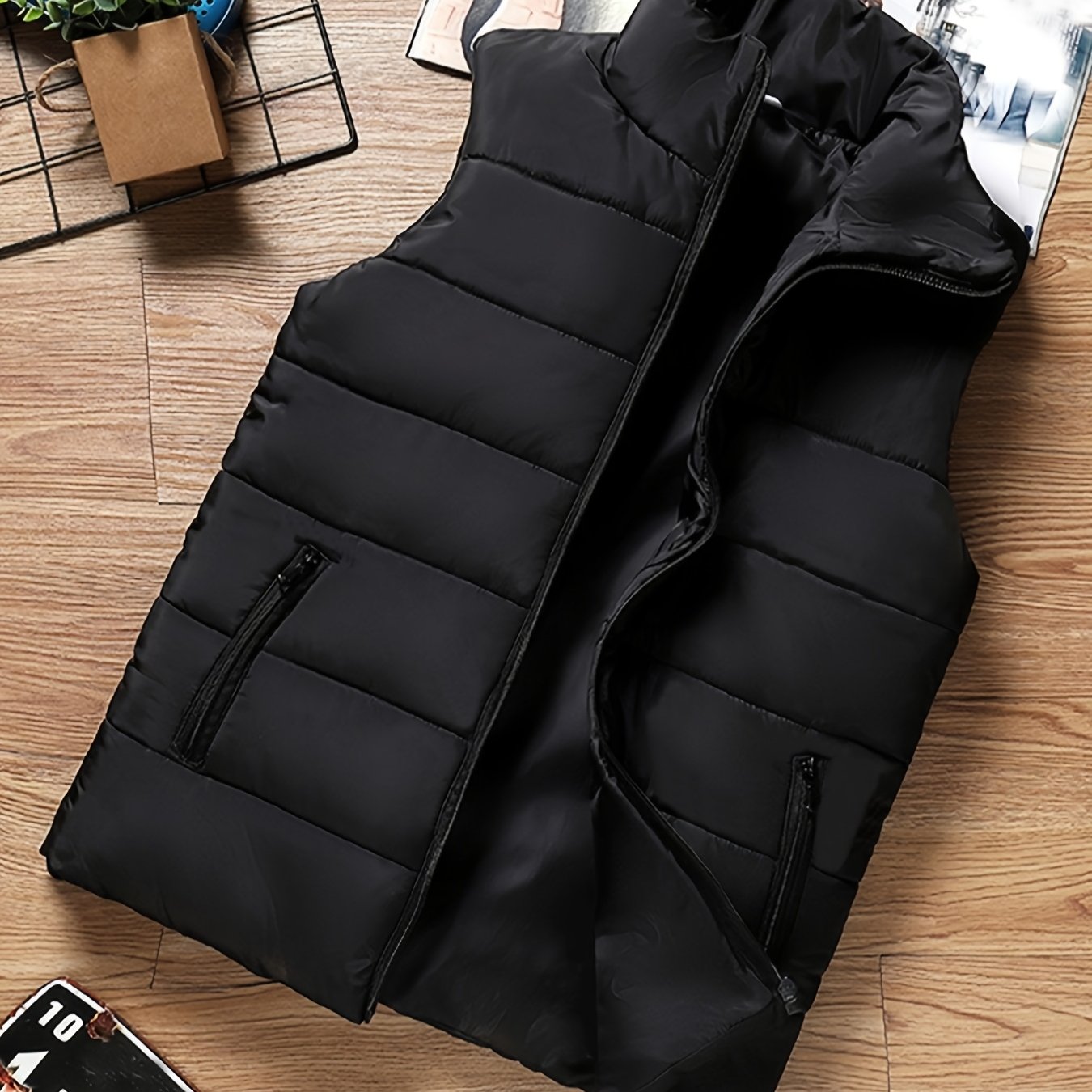 Temu – TEMU Men’s Vest For Autumn And Winter, Stand Collar, Zipper Pockets, Casual Wear, Home, Daily Outdoors, Sports, And Warm Vest.chalecos Para Hombre.