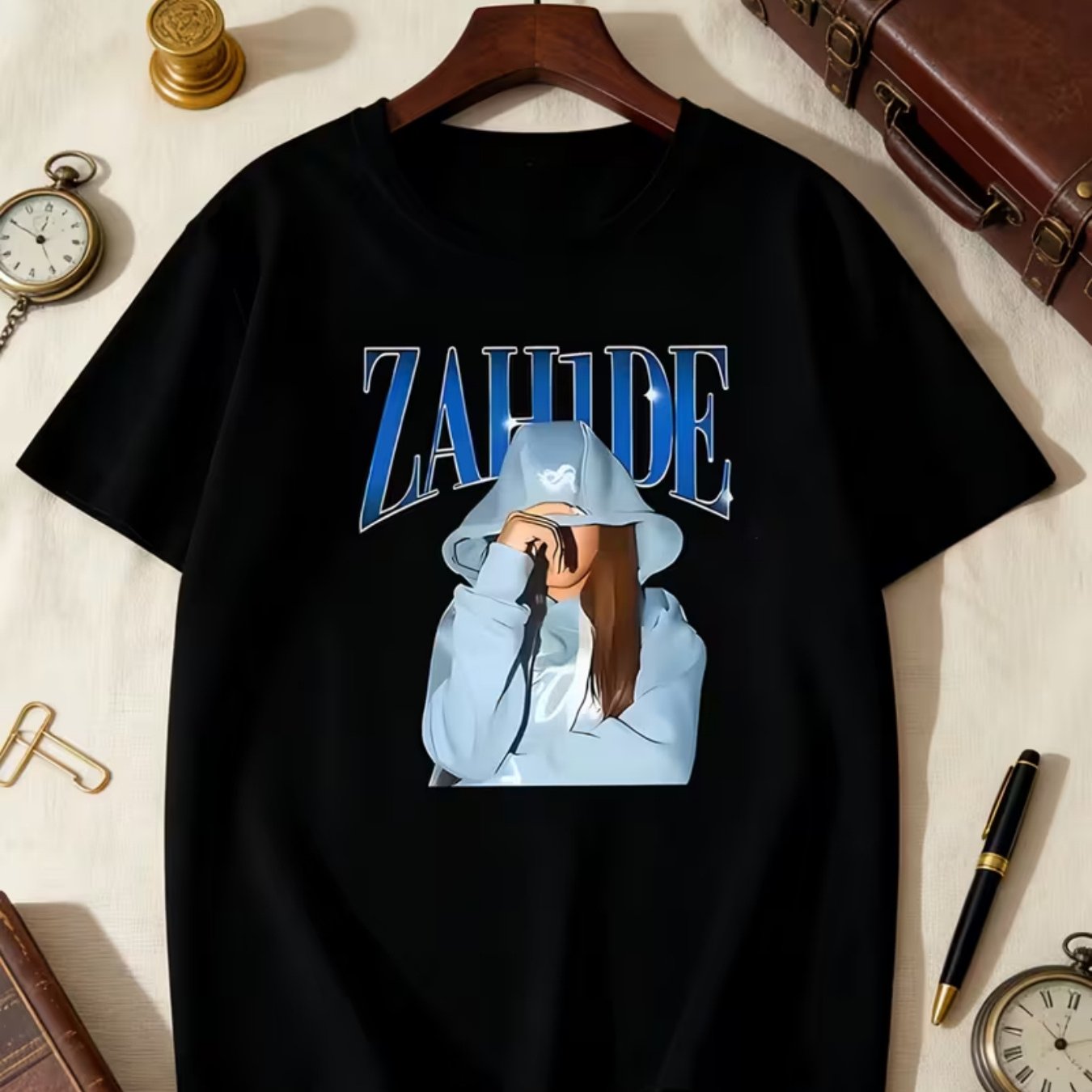 Image of Summer Zahide Character Continuation Theme Trendy Fashion Print Pattern Short Sleeve T-shirt, A Summer Comfortable Loose Durable Outdoor Perfect Casual Top, For Teenager, For Teenager