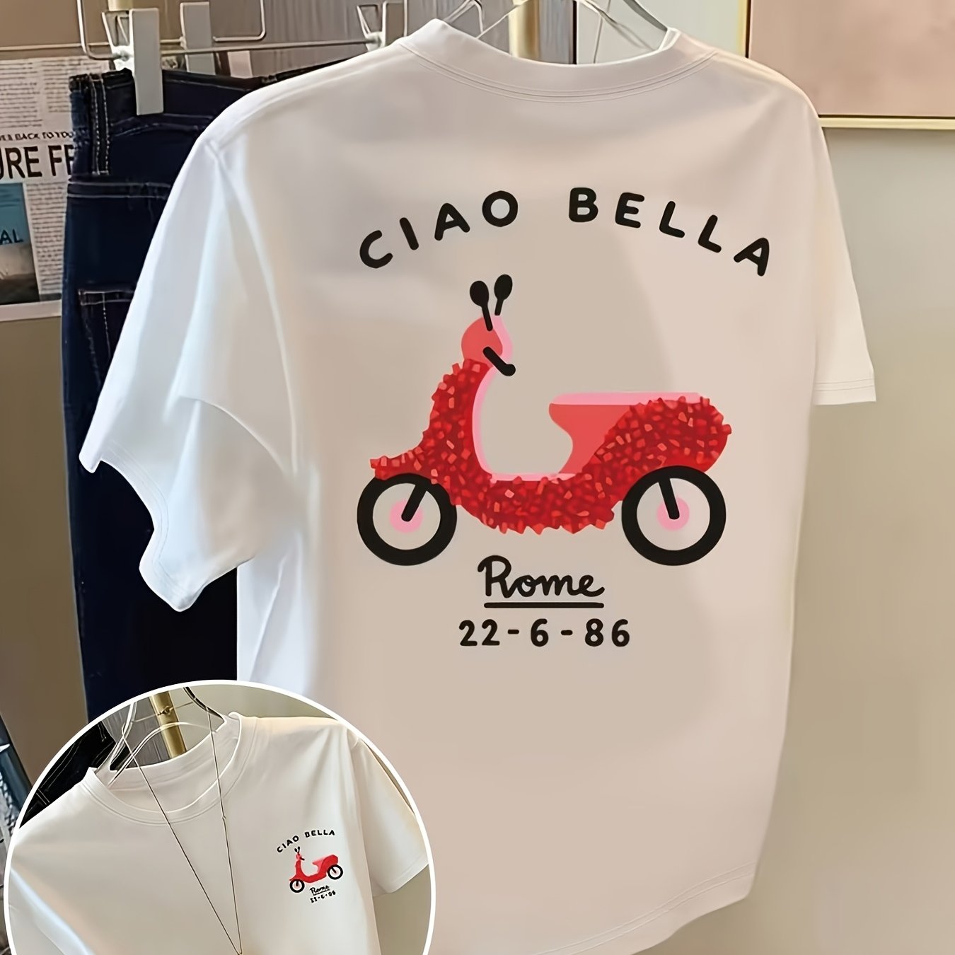 TEMU Bella, Fashion Print - Women's Spring/summer Fashion Print T-shirt