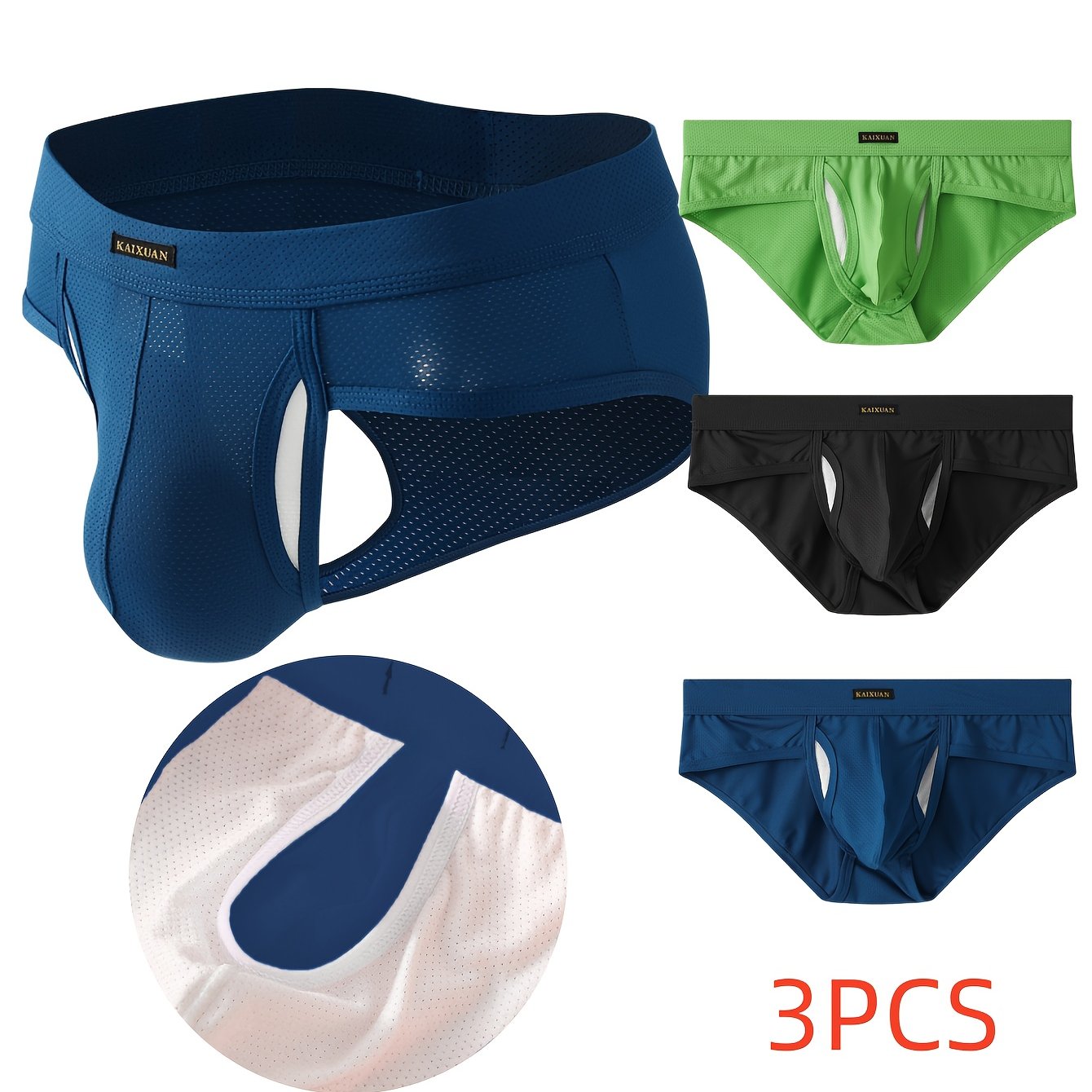 TEMU Halloween Gifts For Boyfriend: 3pcs Men's Briefs With Dual Side , Separate Pouch, Mesh Breathable Underwear For Home And Sport Wear