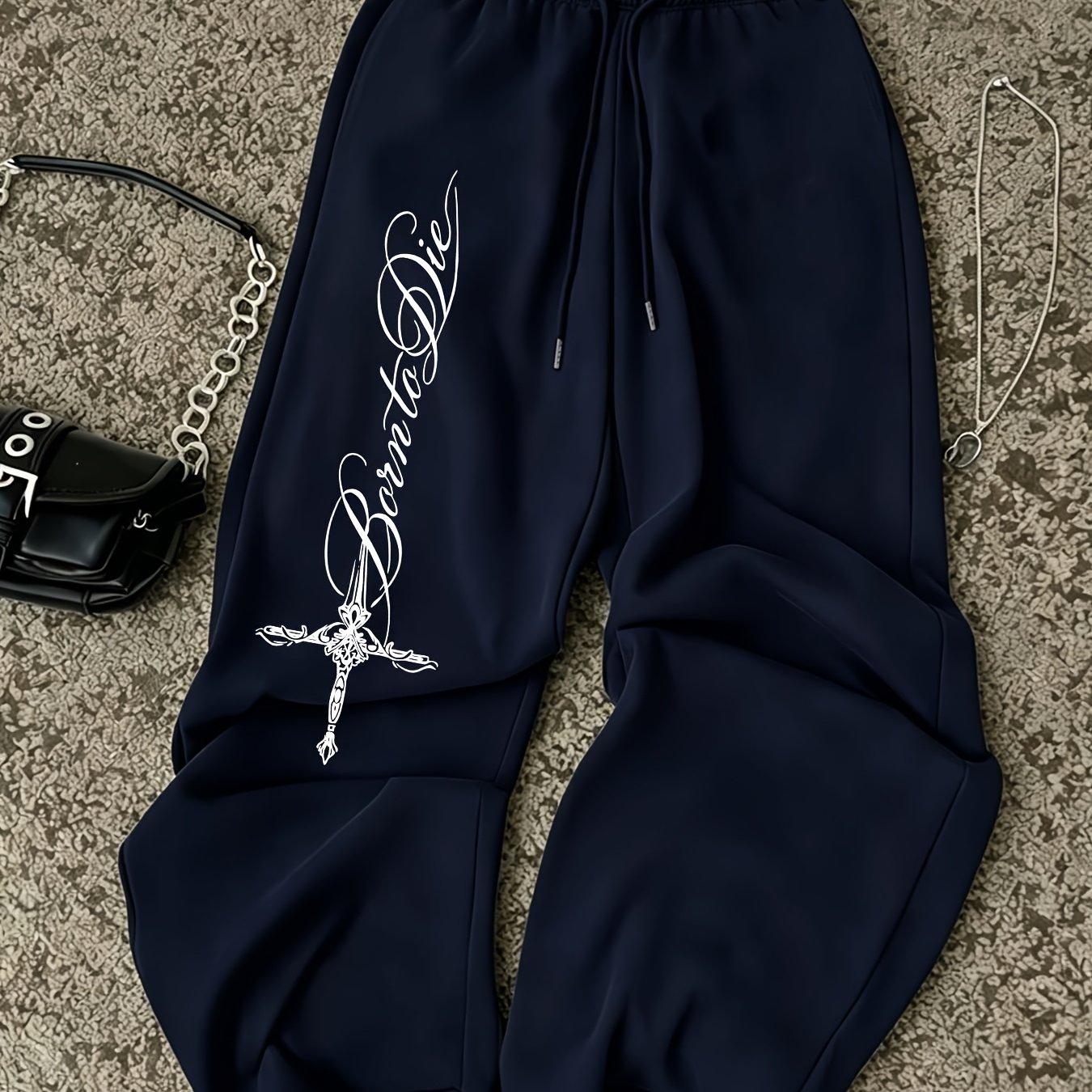 TEMU Women's Casual Long Pants, European And American Ins-style Vintage Elegant Design With A , Fun, And Minimalist Dark Gothic Style. Features Cool