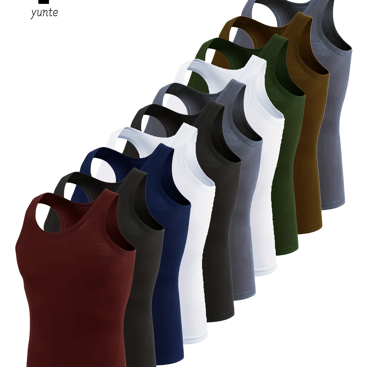 E-shop 10er-Set gemischte Farben von Westen in Weinrot, Schwarz, Marineblau, Weiß, Schwarz, Grau, Armee-Grün, Khaki Grau. Modische, atmungsaktive,
