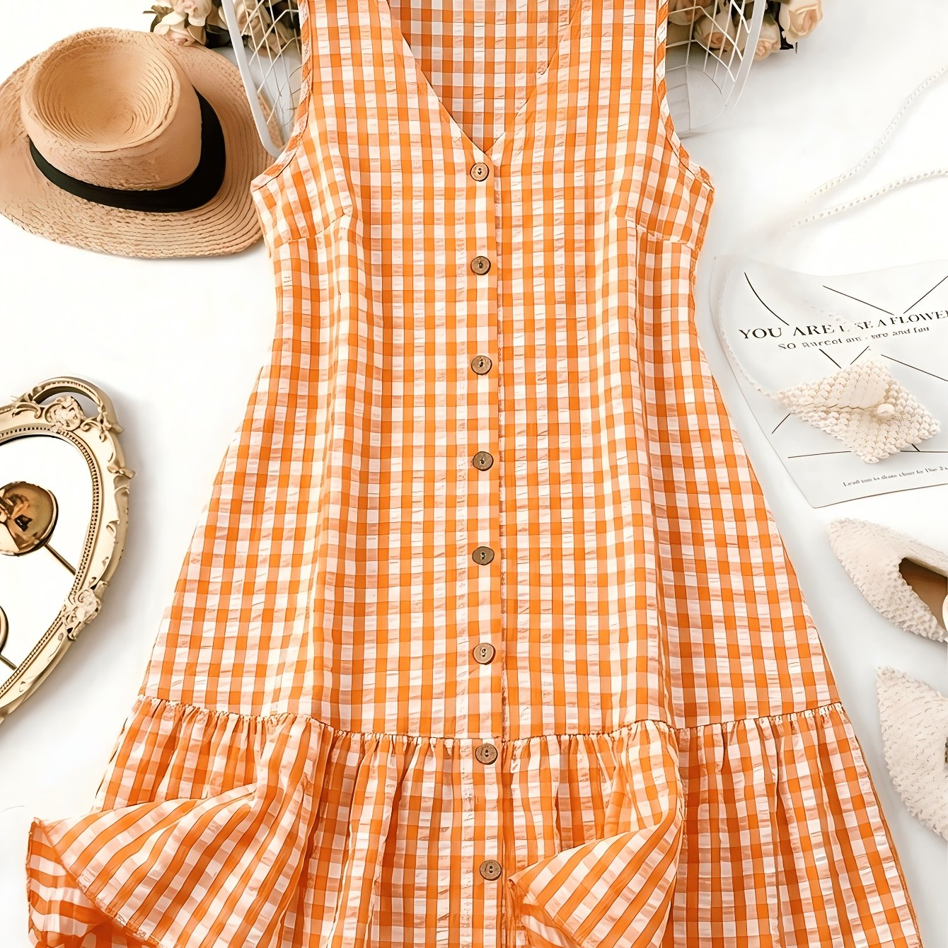 TEMU Plus Size, Women's Spring Dress, Women's Button-up Dress, Women's Picnic Dress, Casual Summer Dress For Women