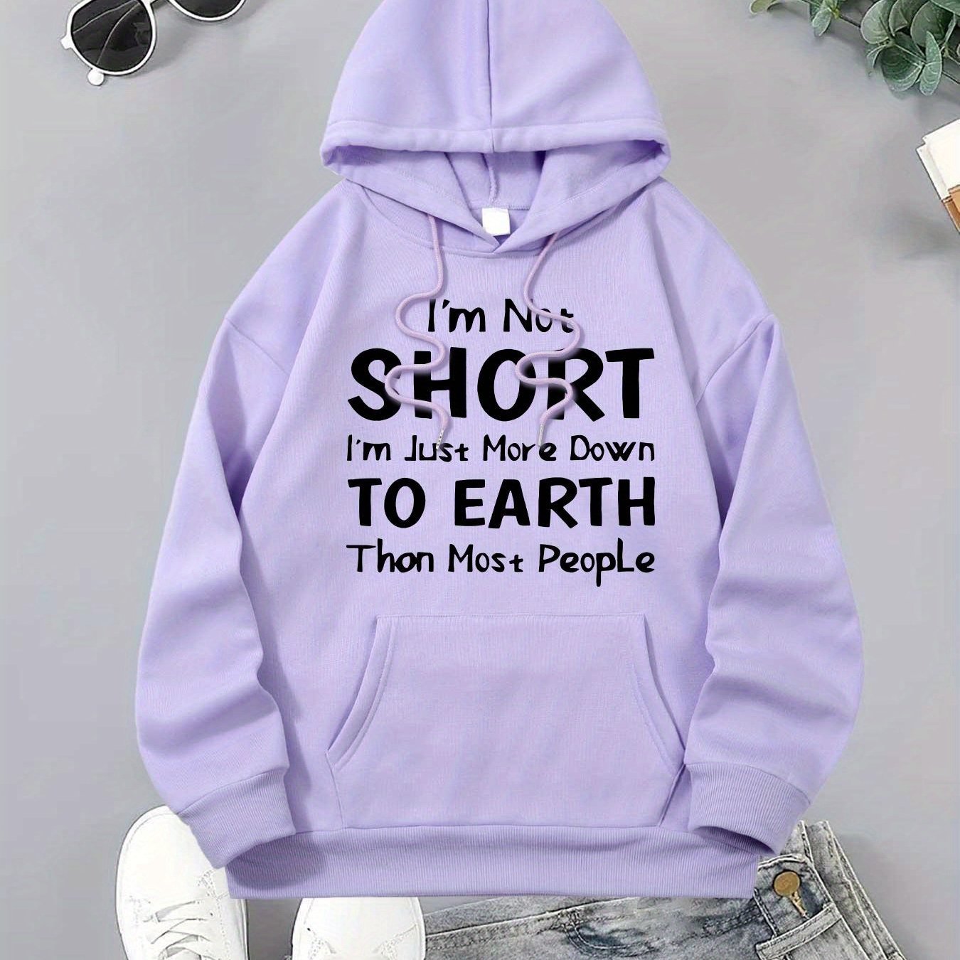 TEMU Letter Print Sweatshirt , Fashionable Soft Fabric, Women's Casual Athletic Sweatshirt