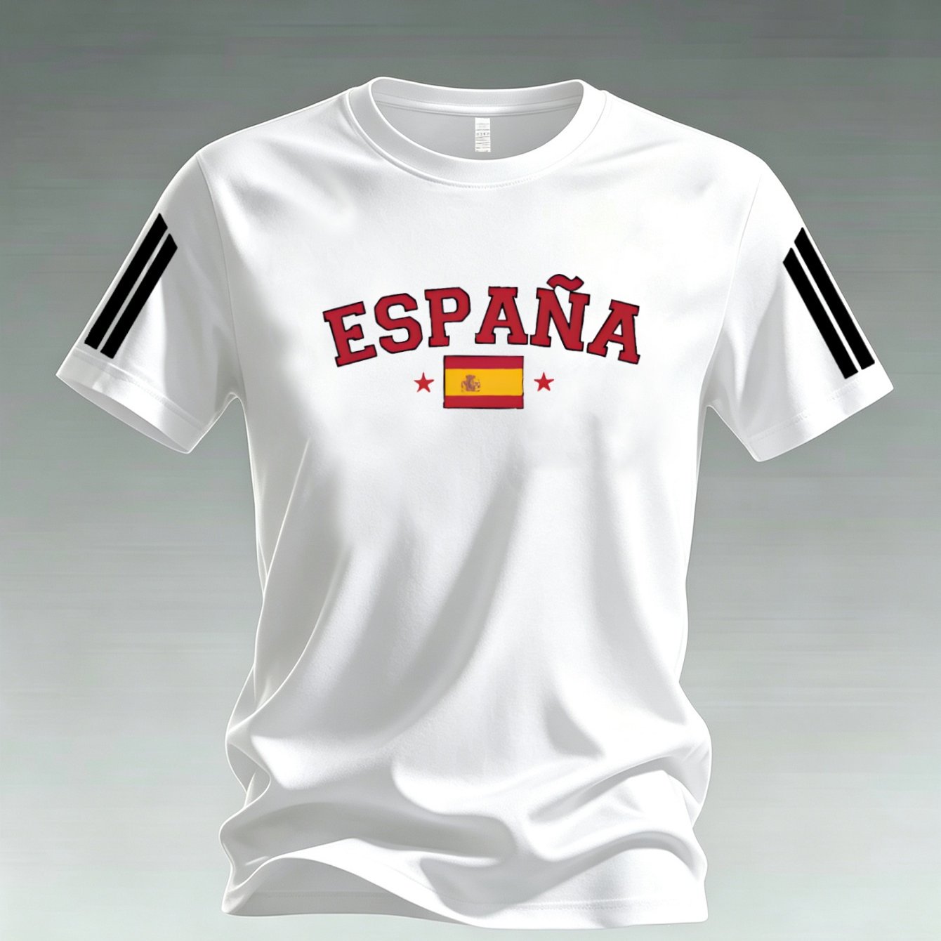 TEMU Adult Crew Neck T-shirt With Spanish Flag Letter Print, Lightweight And Breathable, For Holiday And Daily Casual Wear, In Multiple Colors