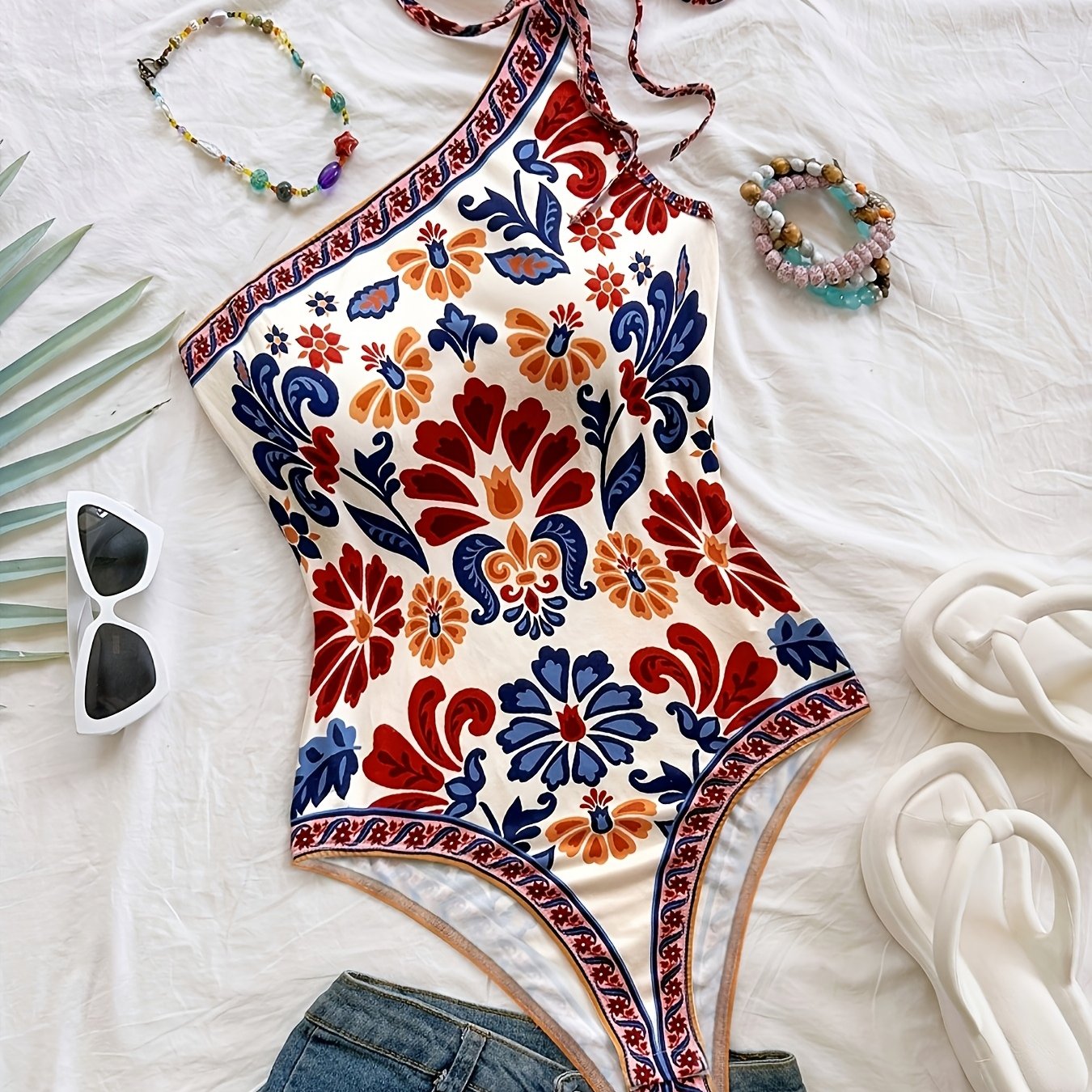 E-shop Damen asymmetrischer einteiliger Body – Asymmetrischer Schleifenausschnitt & Schulter, nicht geeignet für Reisen, Strand, Party, |