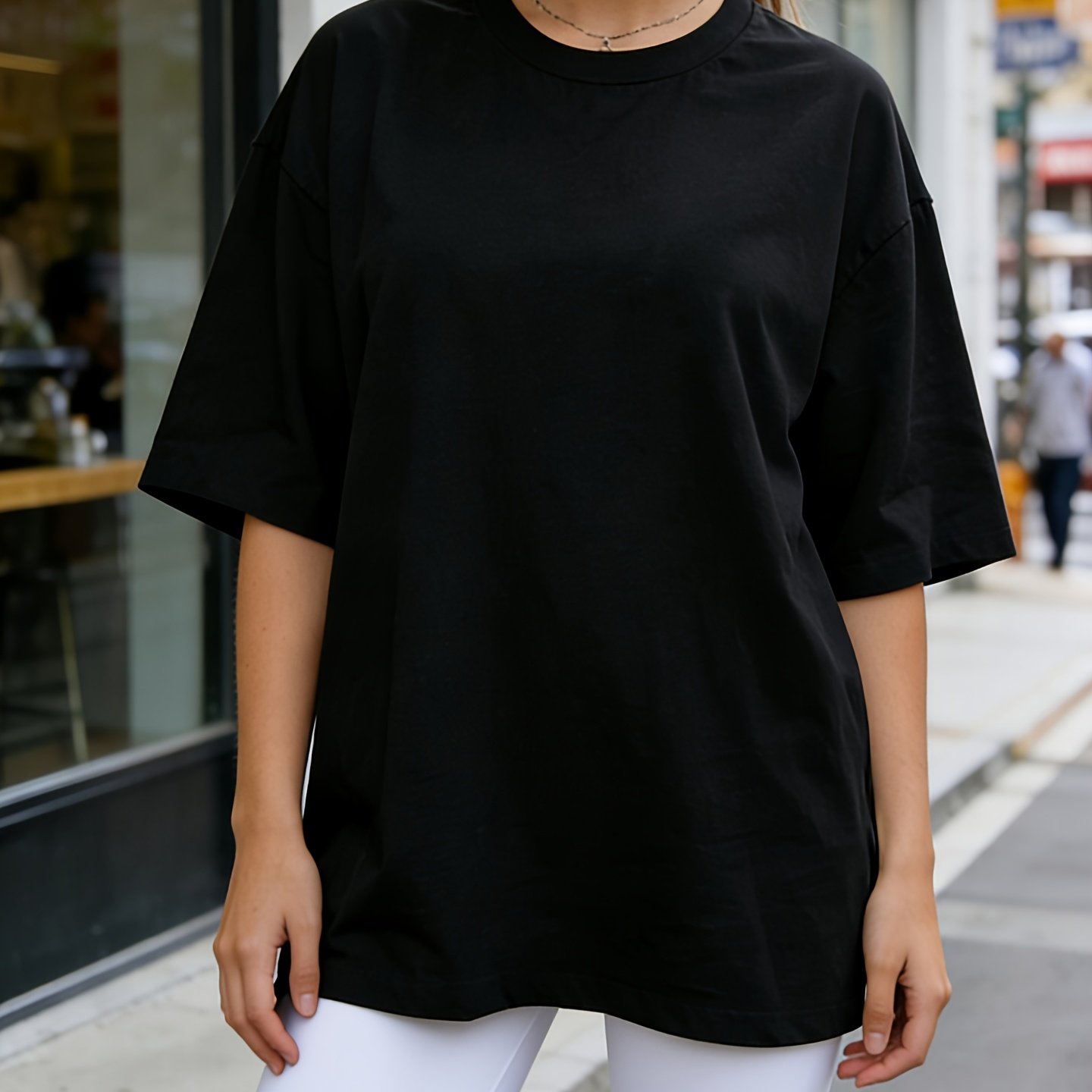 E-shop Sommerliches lässiges Rundhals-Kurzarm-T-Shirt, stylisches vielseitiges einfaches Oberteil für Damen