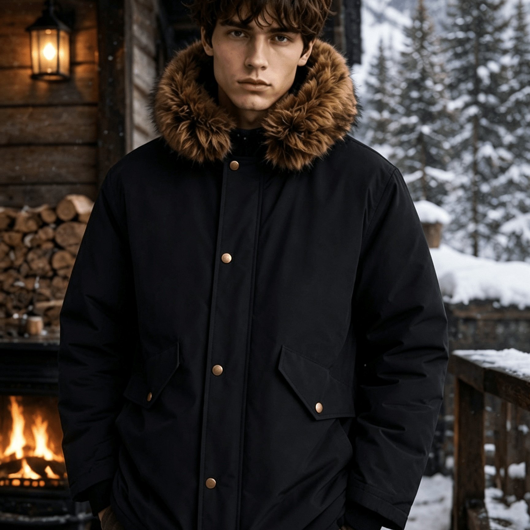 TEMU 2026 's Black Parka Coat, Thickened And -lined For , Padded Winter Overcoat, Long Outerwear