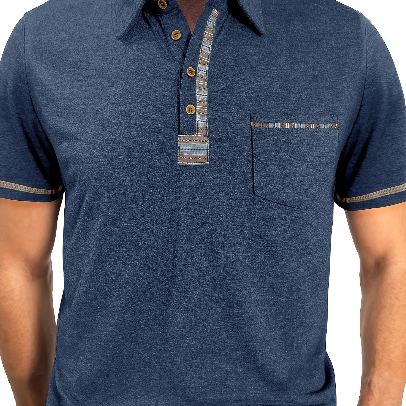 E-shop Retro Trendy Herren Polo Shirt in großen Größen mit kurzen Ärmeln, Sommerliches Freizeit-Top mit und Revers