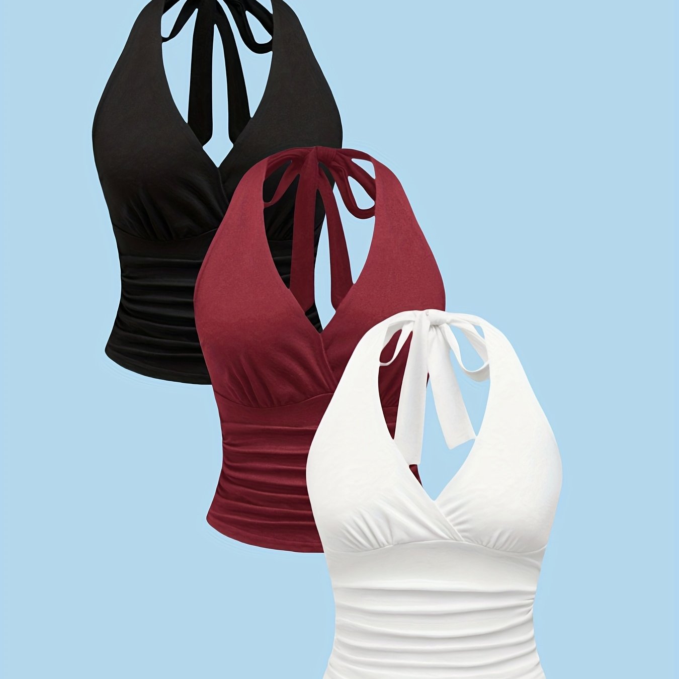3pcs Set 2026 Niche Design Backless Halter Neck Top