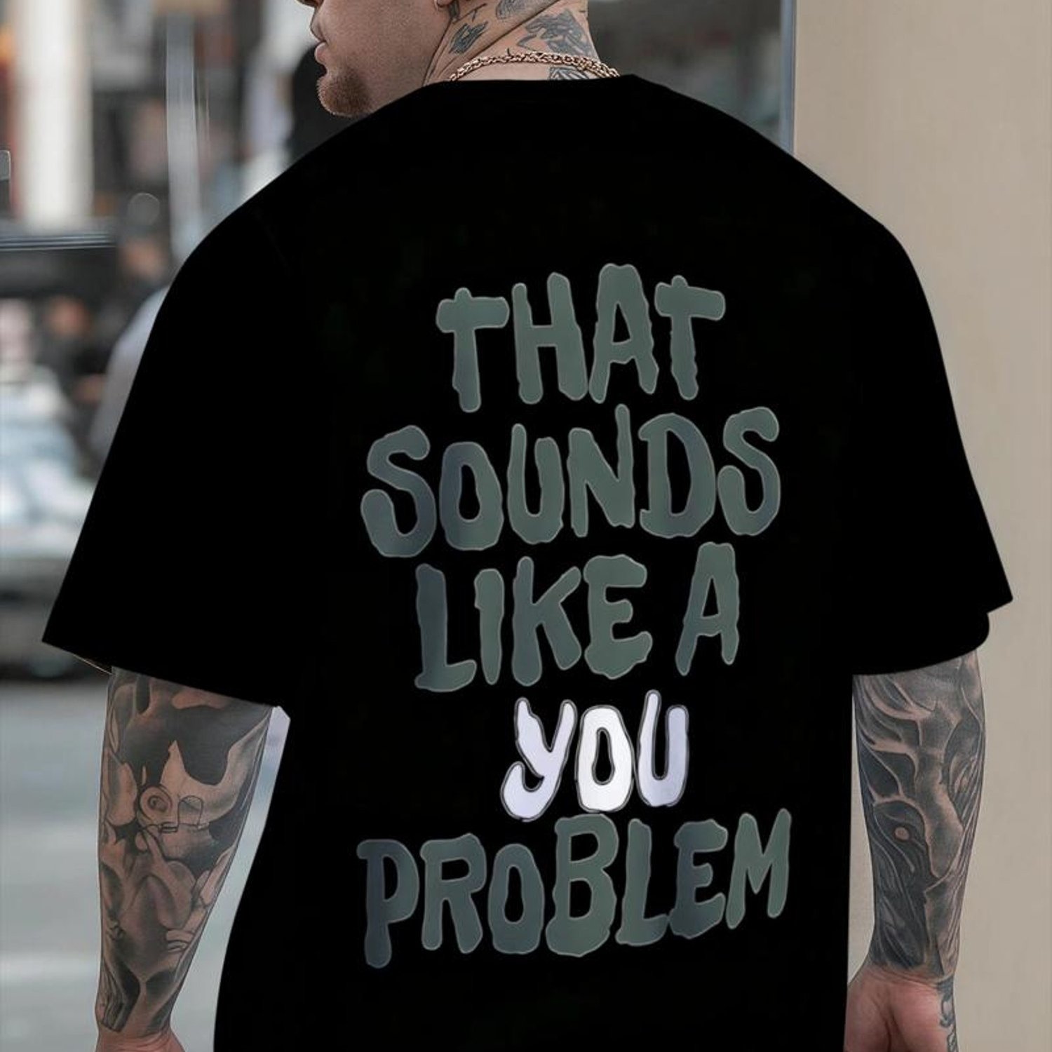 TEMU Plus Size Men's T-shirt, "that Sounds Like A You Problem" Text Design, Mixed Colors, Multiple Sizes Available, Stylish And Comfortable, Suitable