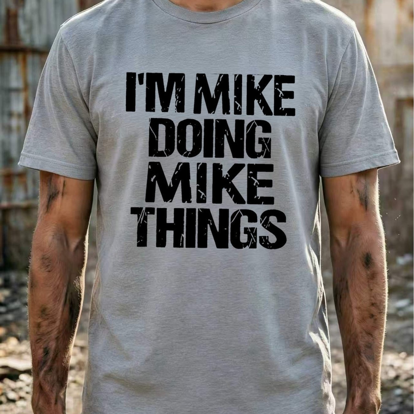 TEMU Vintage Distressed "i'm Doing Things" T-shirt - Retro Crew Neck Tee Suitable For , Lightweight Casual Wear Gift For , Machine Washable Unisex