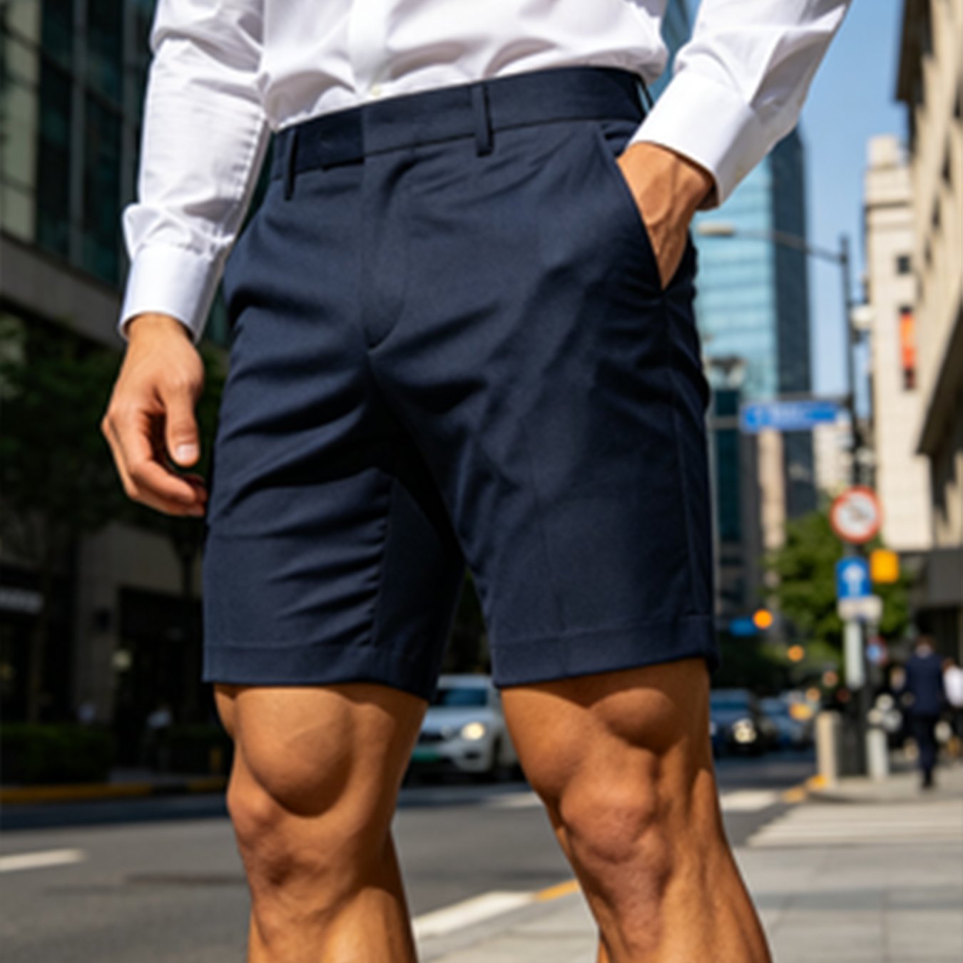 TEMU Men's Lightweight Casual Suit Shorts, Men's Breathable Comfortable Golf Shorts, Casual , With Pockets And Elastic Waistband, Durable Fabric
