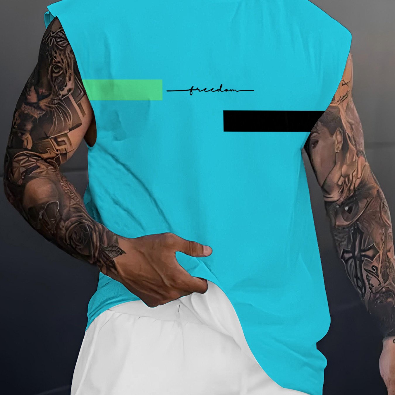 TEMU [printed Design - Not Textured] Summer-suitable Colors, Men's Summer Breathable Vest, Summer Beach Outfit, Plus Size