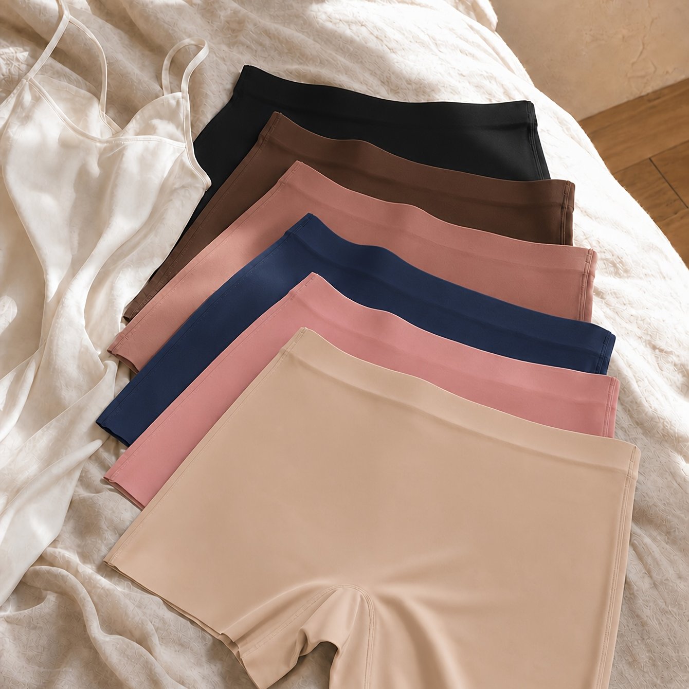 TEMU 6-pack Seamless Women's Safety Shorts, Comfortable And Breathable Boxer Briefs For Outer Wear, Preventing Chafing