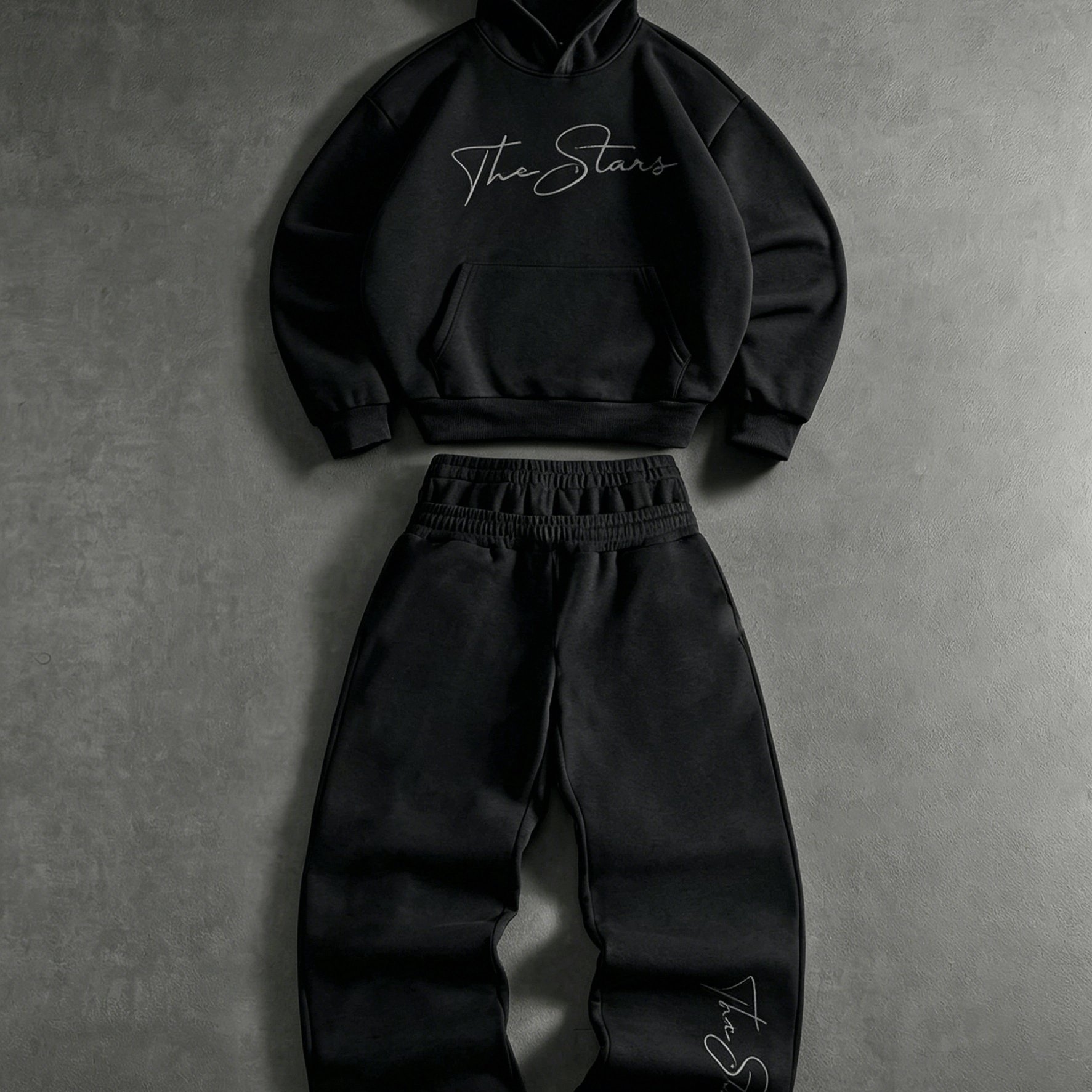 TEMU Y2k Drip American-style 2-in-1 Look Men's Dual-waistband Sports Pants And Wide-leg Harem Pants With Hood Set, Autumn Letter Print