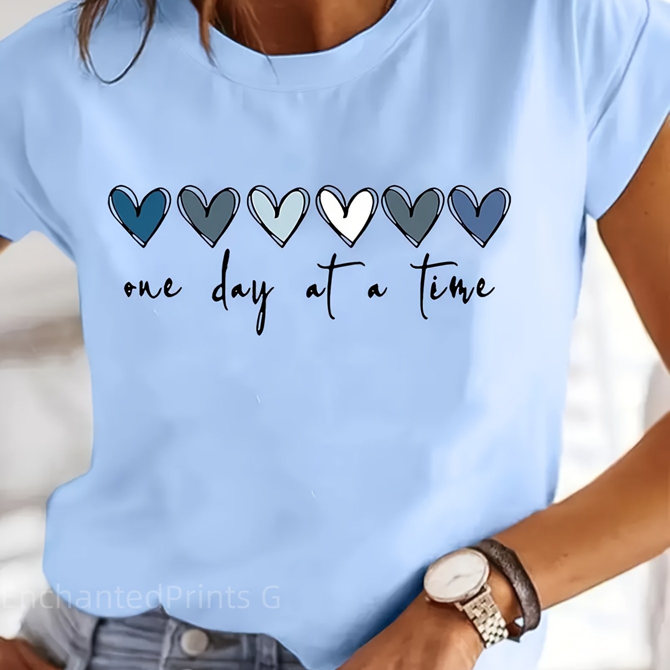 TEMU Women's Printed T-shirt- Soft And Breathable Round Neck Short Sleeve, Suitable For Spring And Summer Casual Wear, Easy To Machine Wash, Suitable For Everyday And Party Wear.