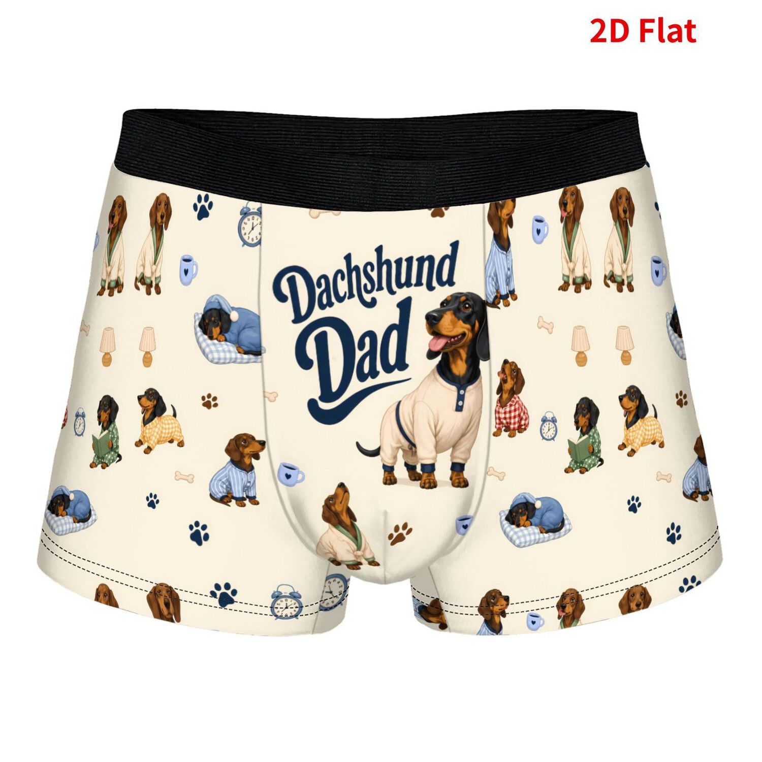 TEMU 2d Print Design Dachshund Dad Polyester Underwear Men's Breathable Boxer Shorts For Casual And Formal Wear