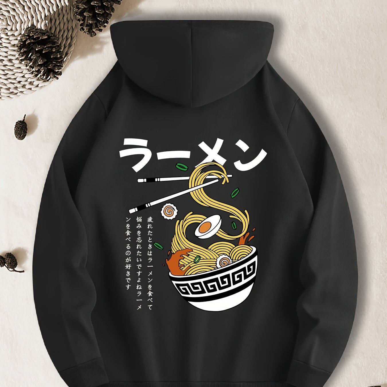 TEMU 라면을 사랑해 프린트 편안한 후드티