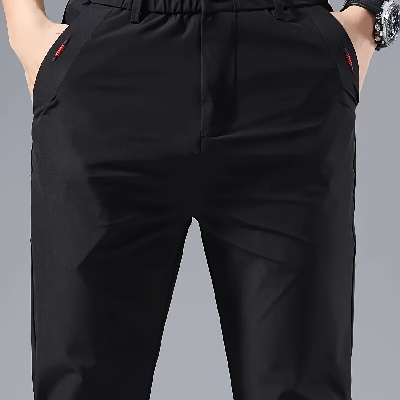 TEMU Men' Color Long Pants For Spring, Summer And Autumn, With Pocket Embroidery, Casual, Breathable, Slim-fitting Long Pants, Suitable For Outdoor