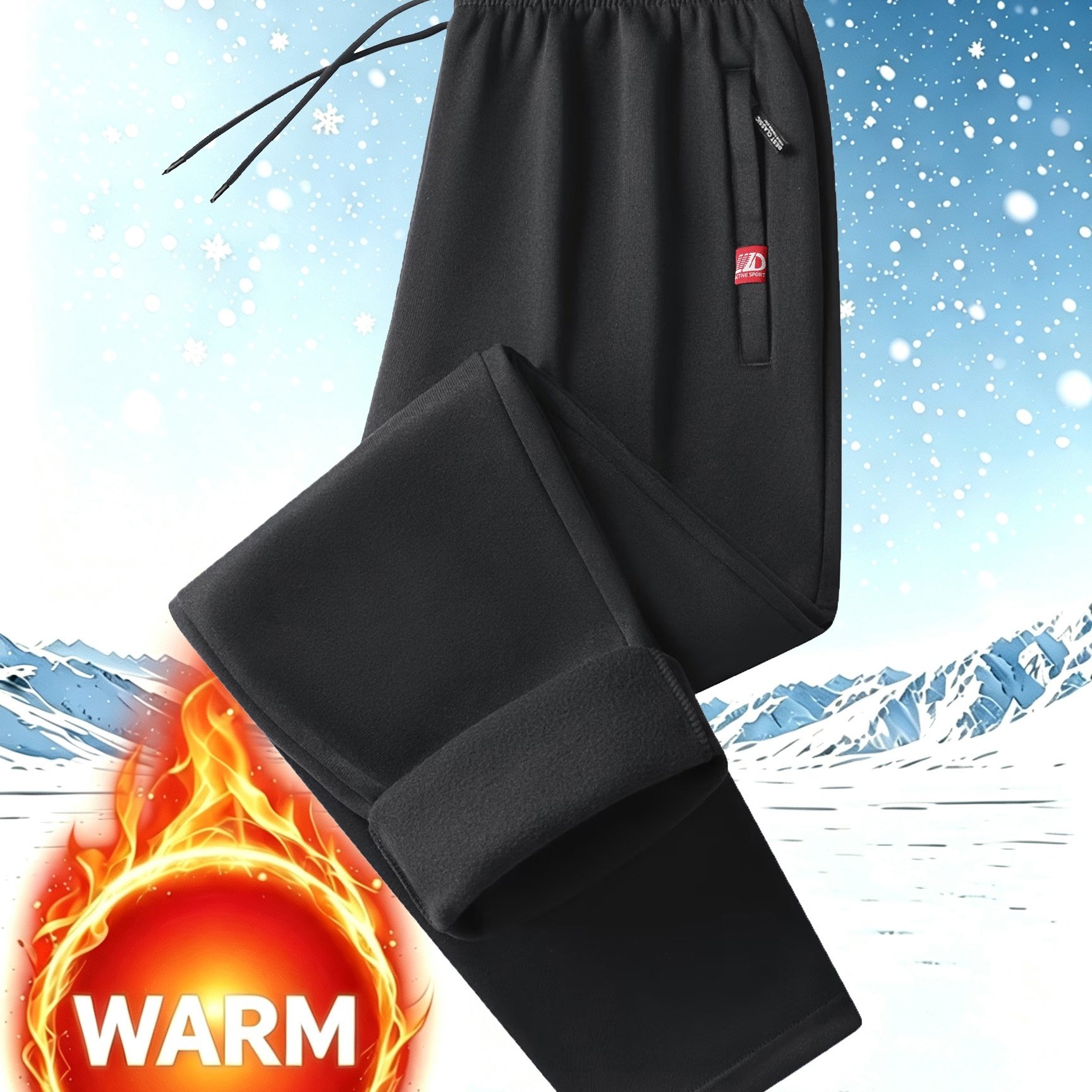 TEMU Men's And Women's Autumn/winter Casual Sporty Thermal Long Pants - Zippered Pockets, Elastic Waistband, -lined And Thickened, Loose Fit For ,