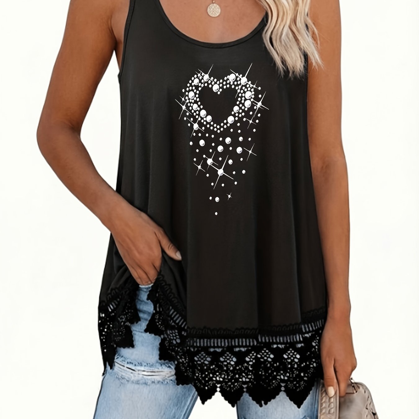 TEMU Plus Size, Plus-size Women's Fashion Solid Color Geometric Pattern Camisole