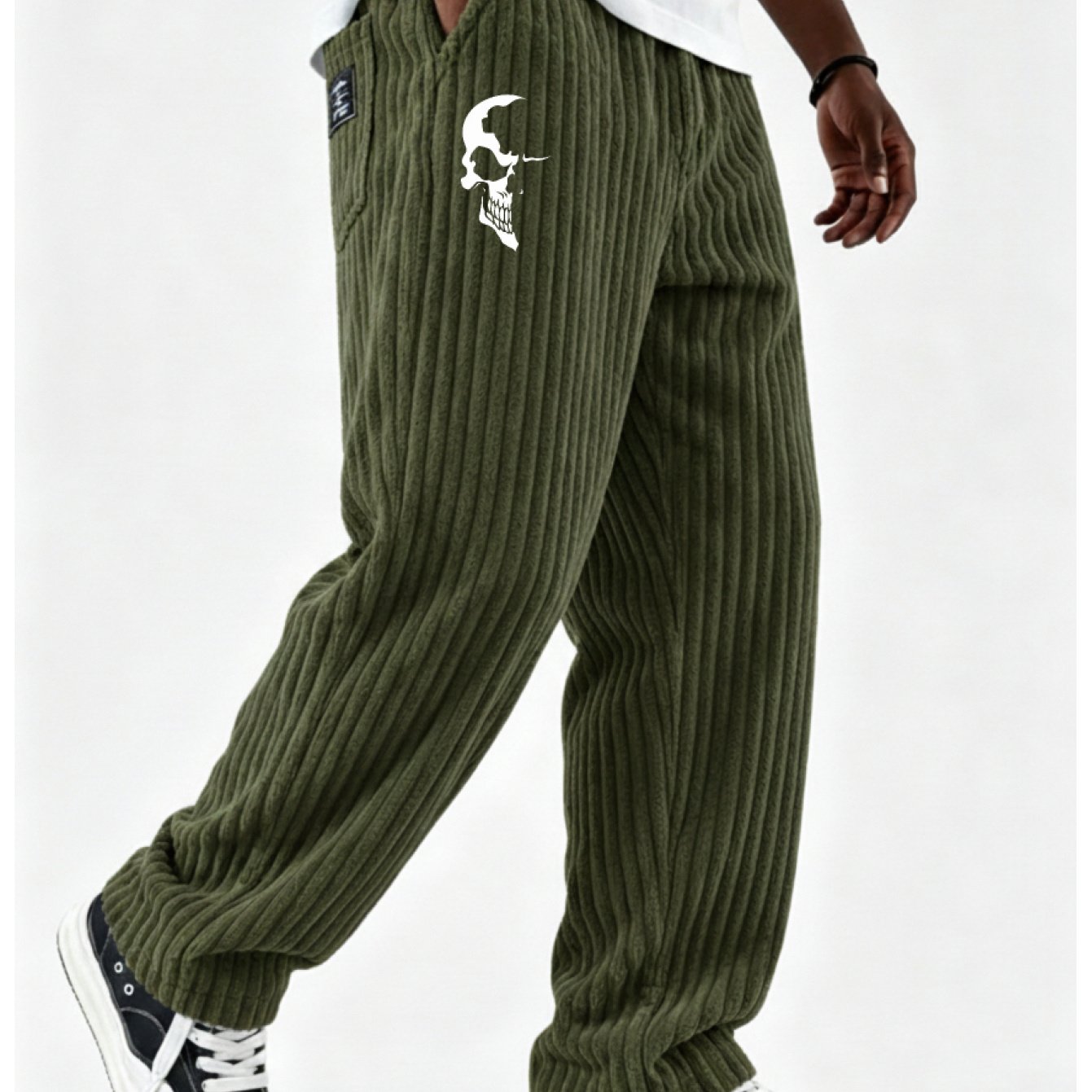 Comfortable Men's Corduroy Trousers, Popular Prints, 8 Optional Colors, Elastic Waistband, Loose Straight Leg Style, Warm Thick Shooting And Casual Scenes